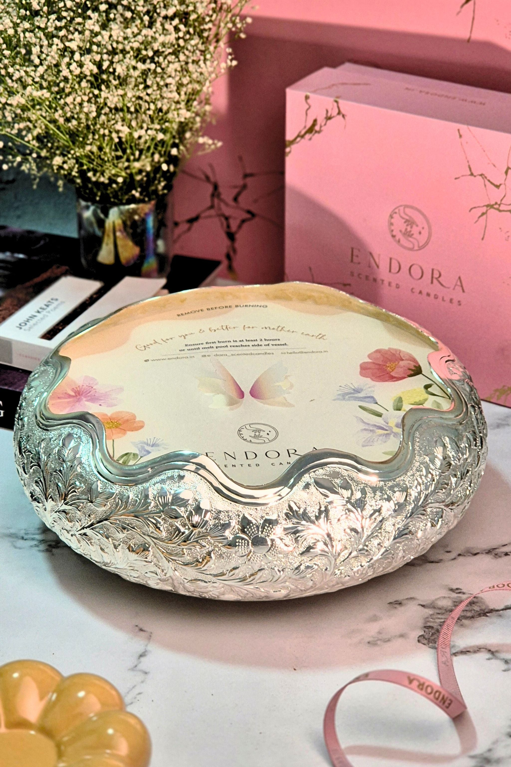 Flora Argentum Grand | Hand-etched Footed silver Urli