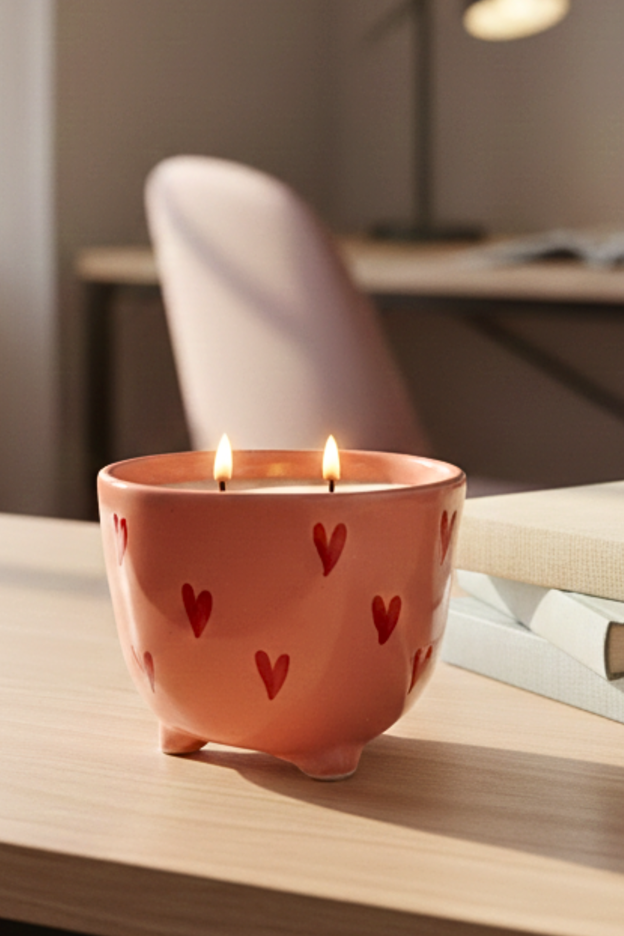 Peony Blush | Ceramic footed bowl |Scented candle