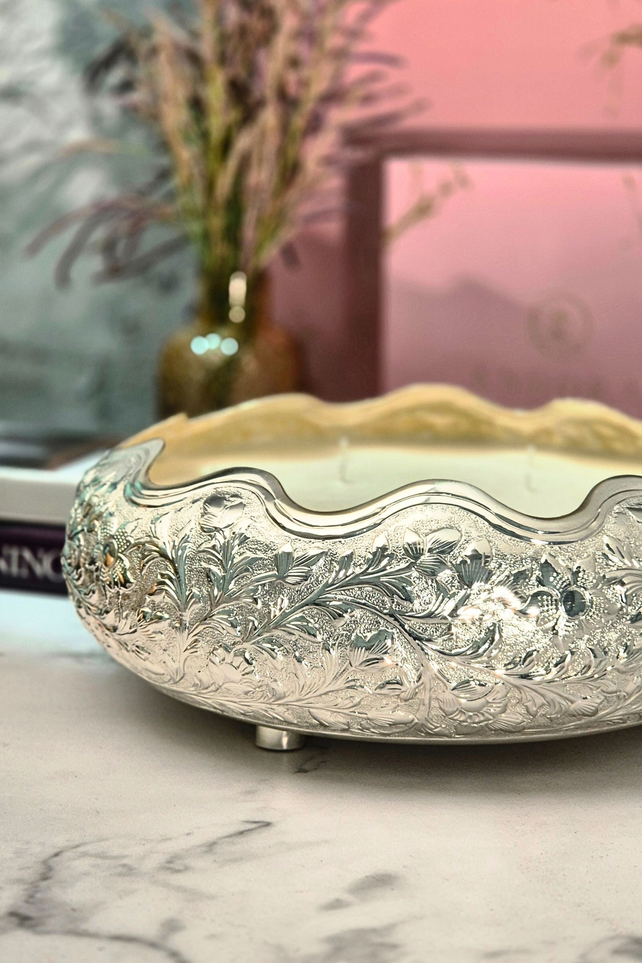 Flora Argentum Grand | Hand-etched Footed silver Urli