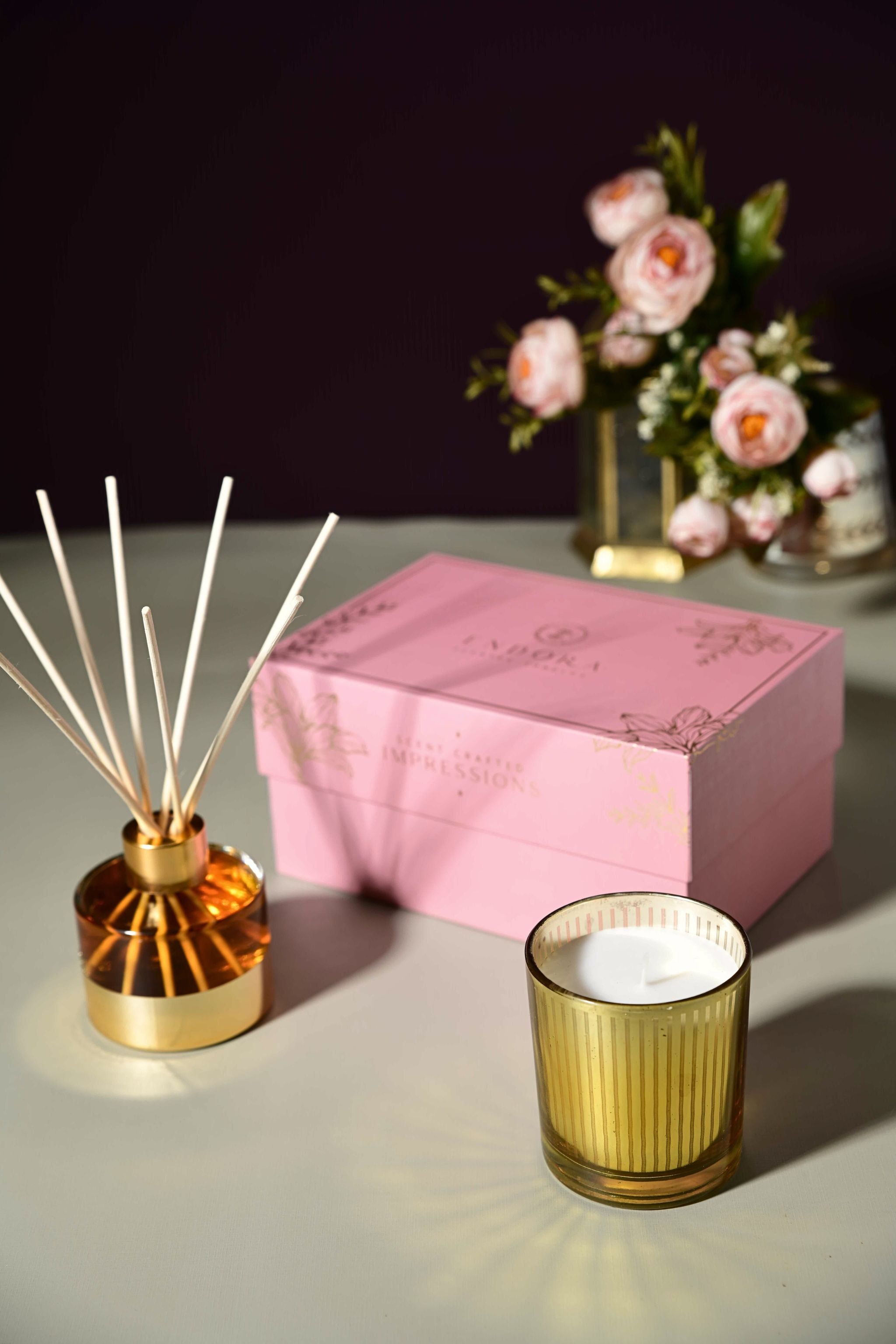 Gold Ribbon Diffuser + Mercury votive candle