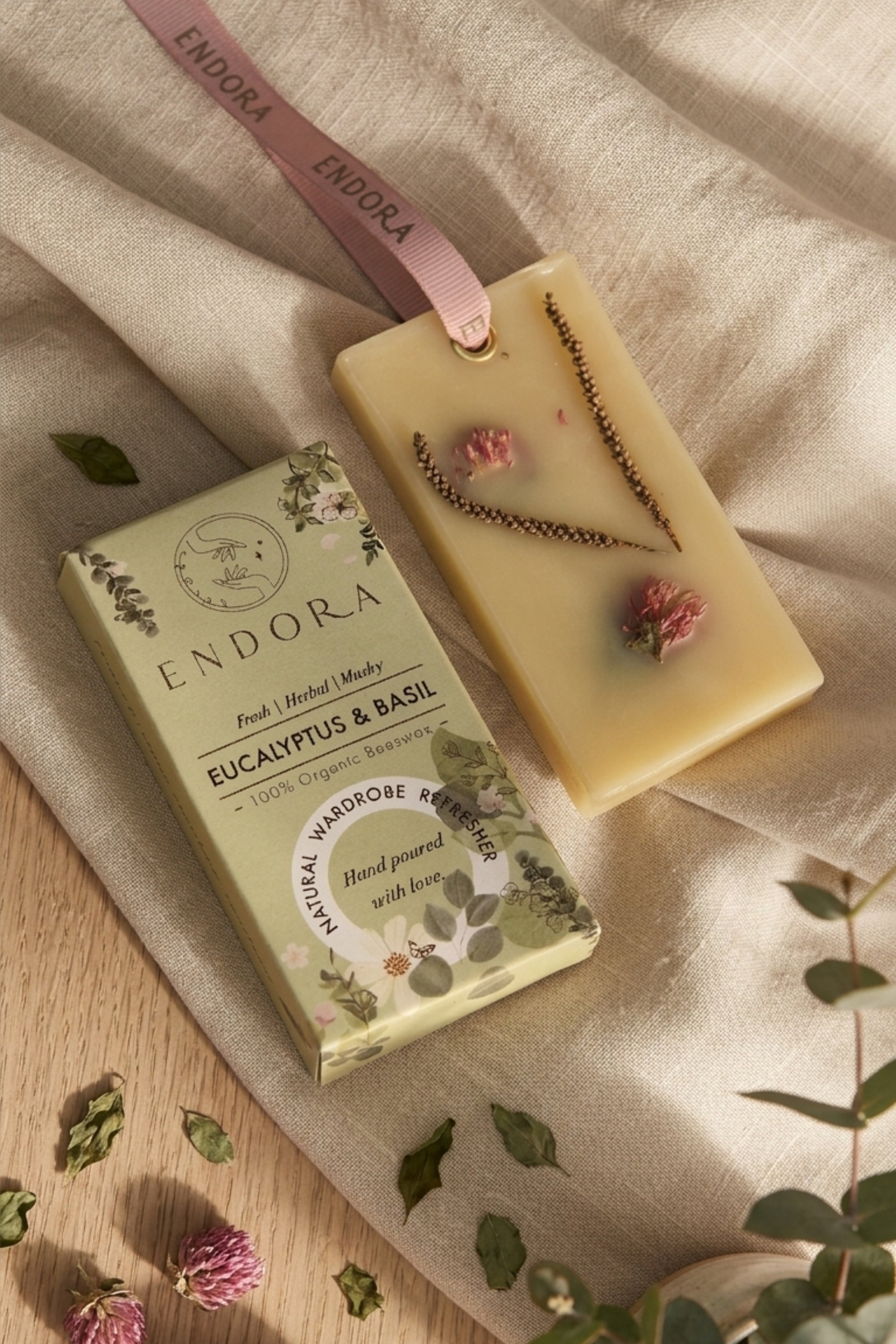 Eucalyptus & Basil Infused Beeswax tablet - Wardrobe & Washroom refresher