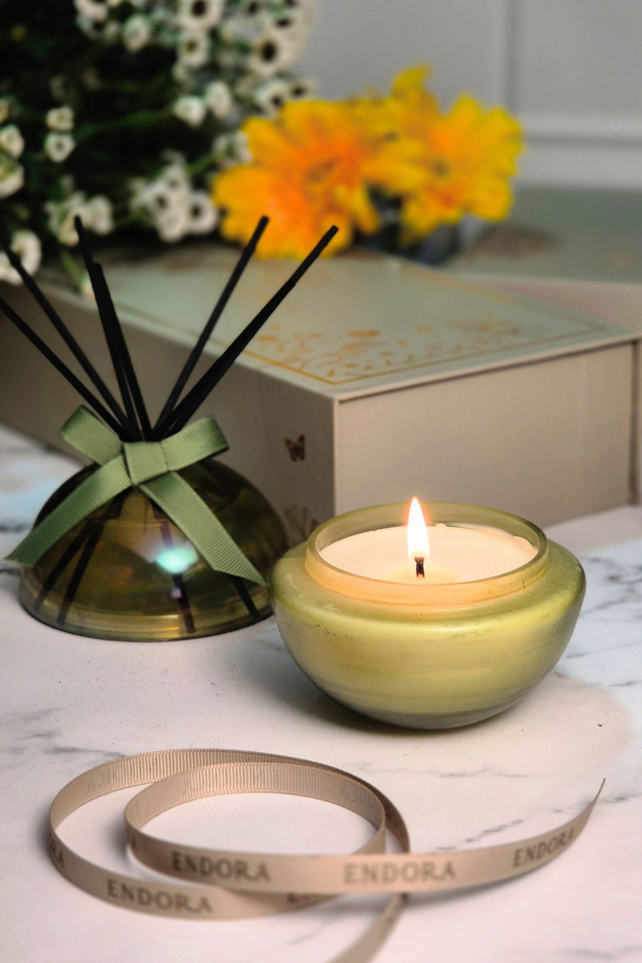 Monet's Set - Candle & Diffuser Duo | Olive Green | Eucalyptus balsam