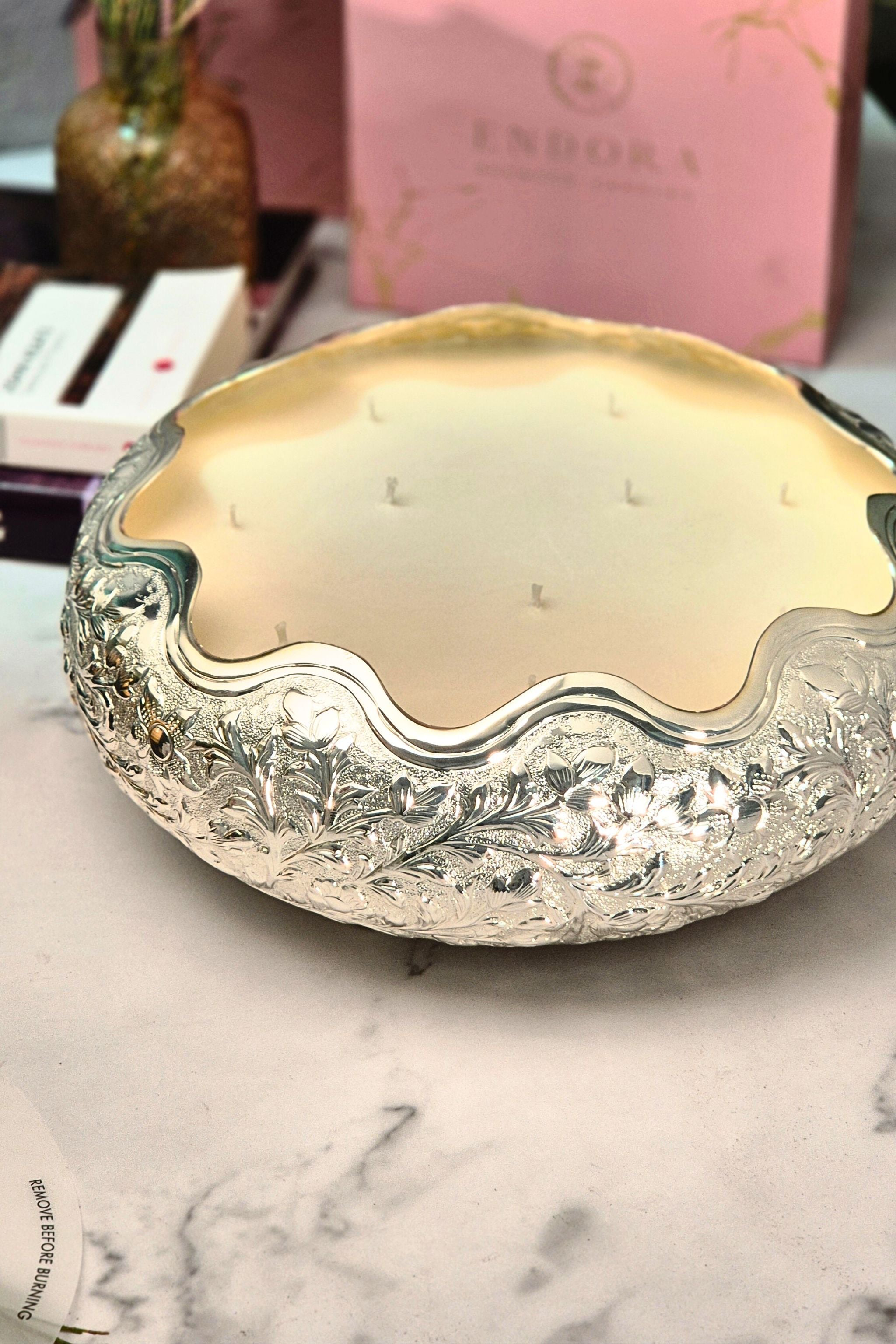 Flora Argentum Grand | Hand-etched Footed silver Urli