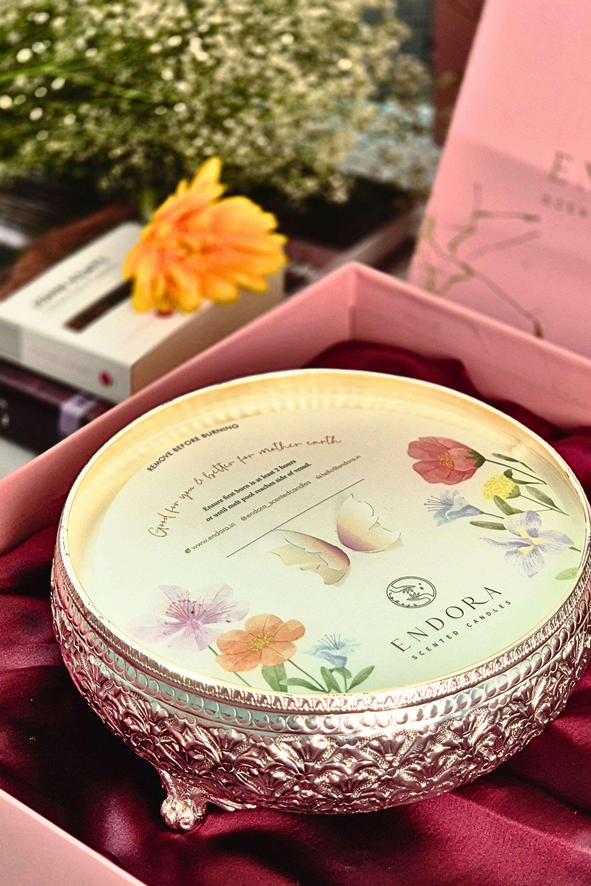 Flora Argentum Lux | Hand-etched Footed silver bowl