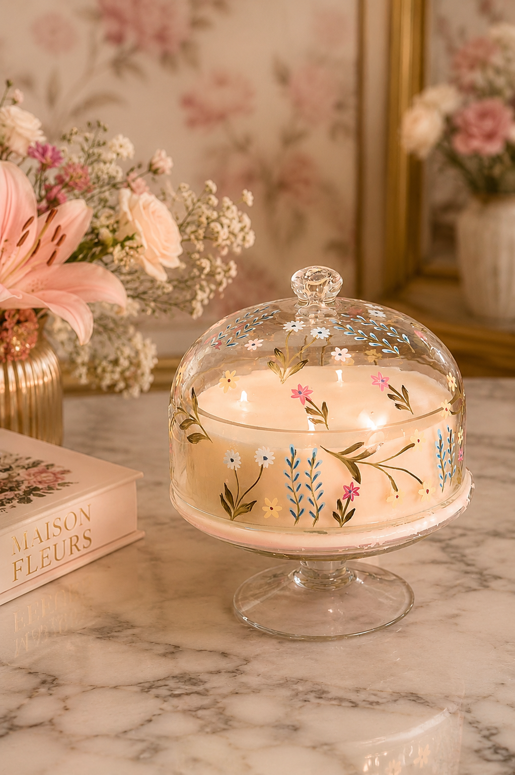 Floral Cascade | Hand Painted Dome Jar Candle