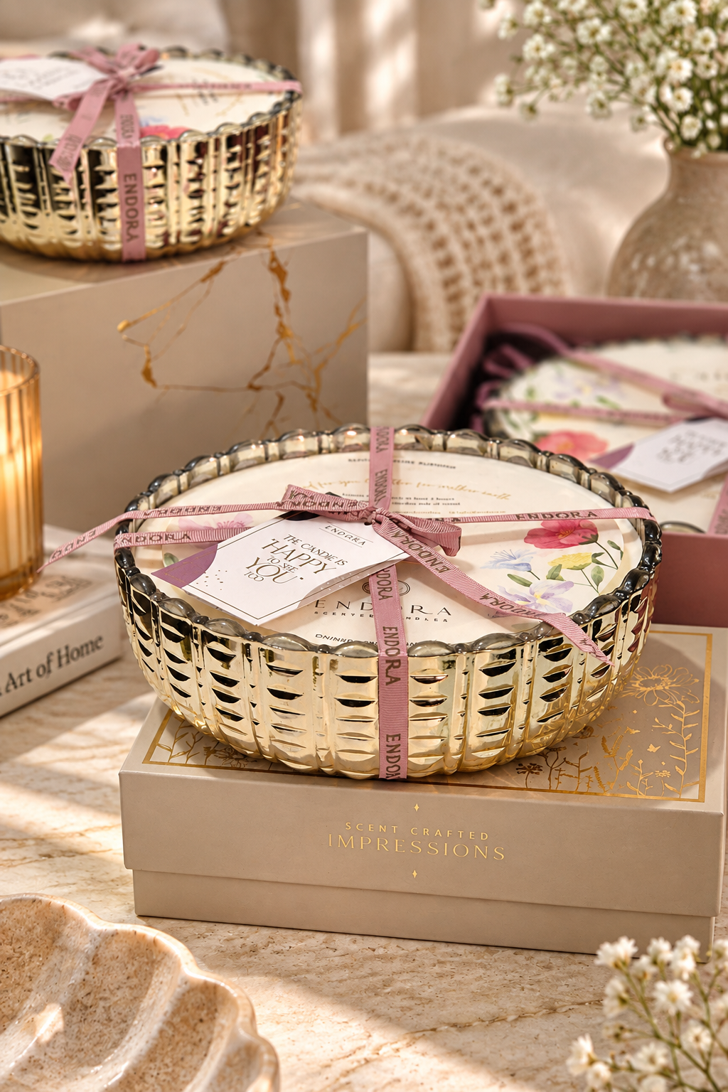 Platinum glass Urli | Rice Cut | Scented Candles