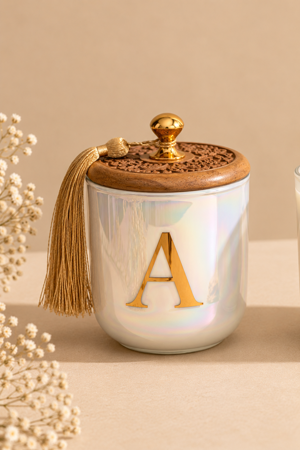 The Wooden Hand-Carved Lid Initials Collection | Scented Candle