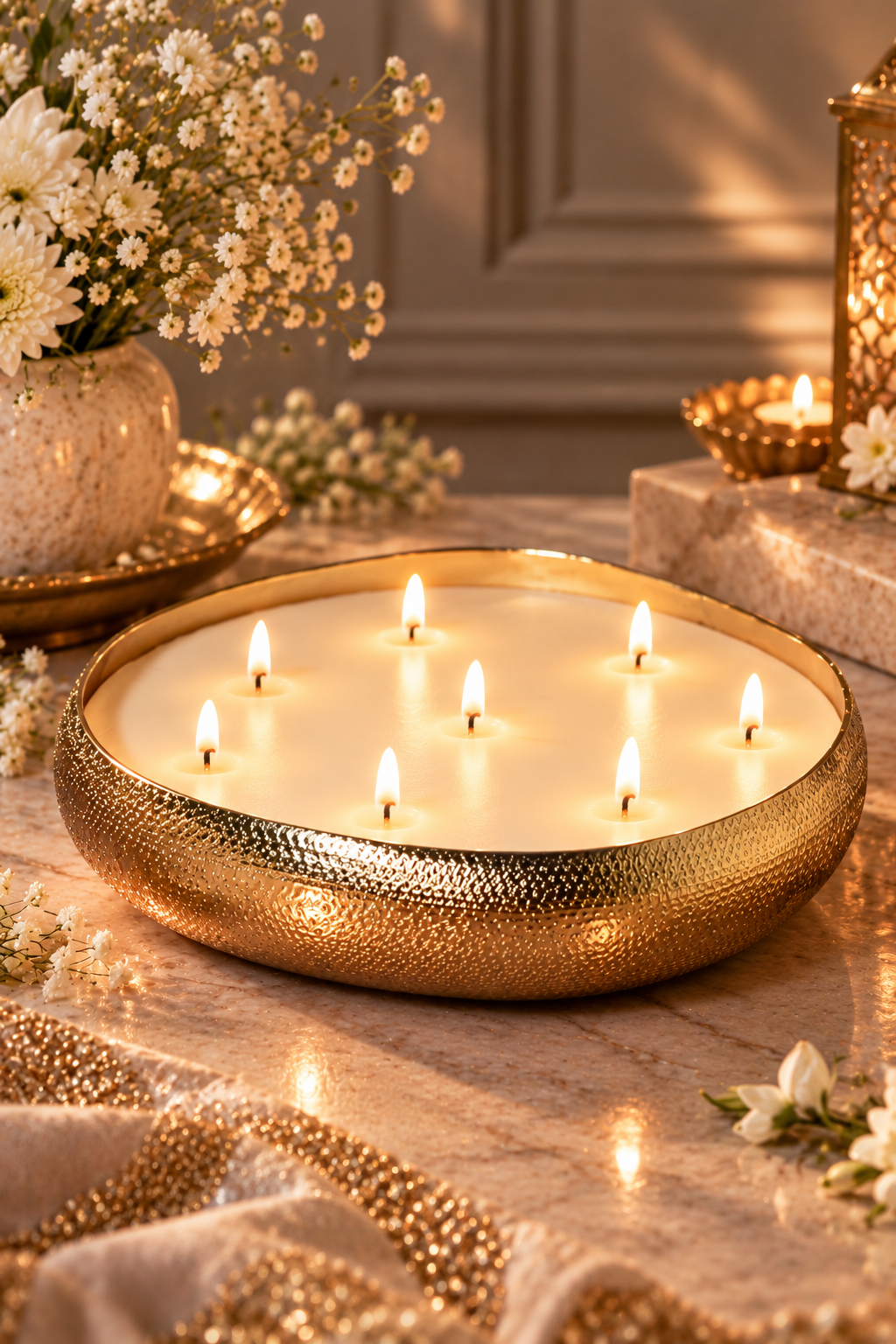 Gold Metal urli | Grainy Texture | Scented Candles