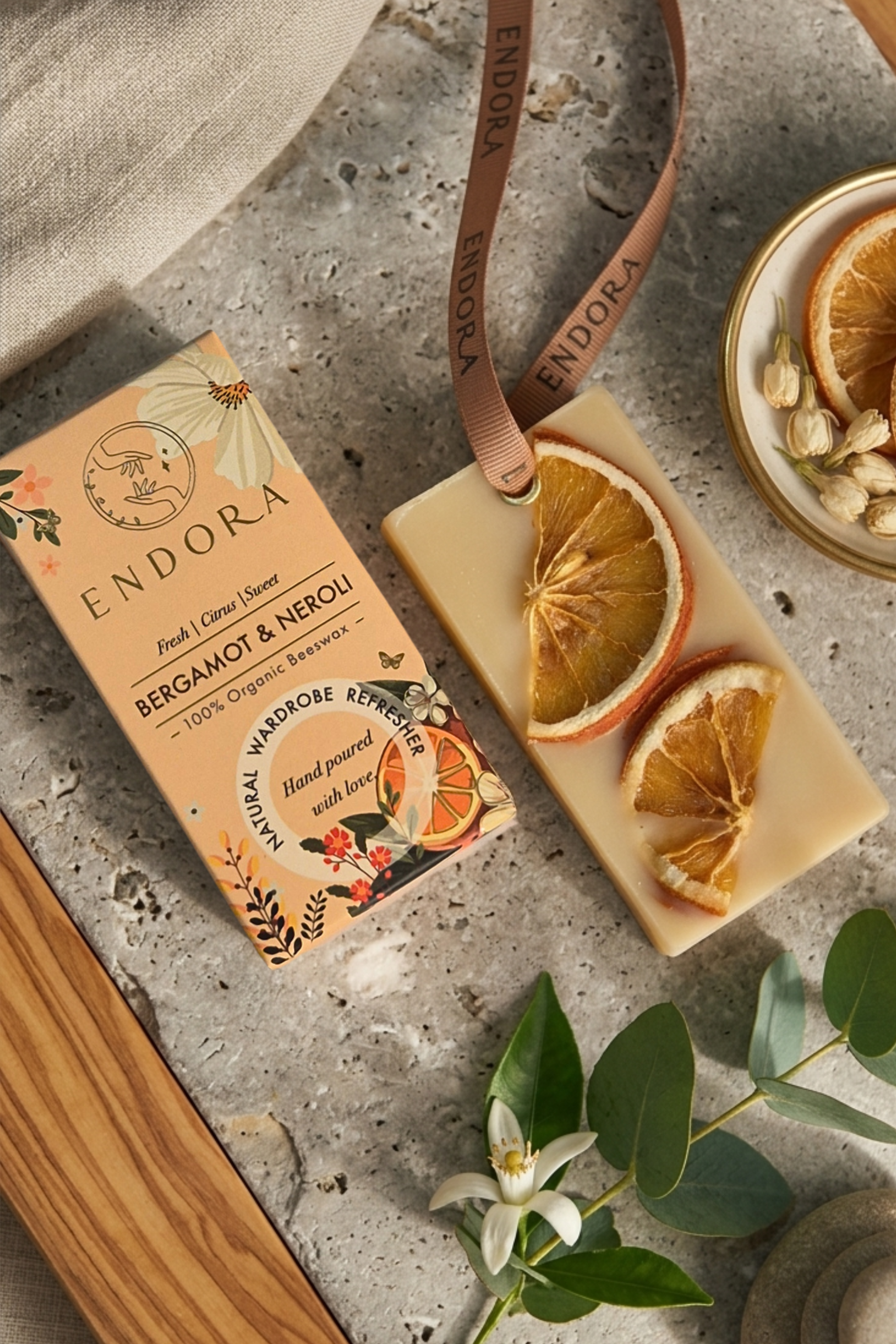 Bergamot & Neroli Infused Beeswax tablet | Wardrobe & Washroom Refreshers