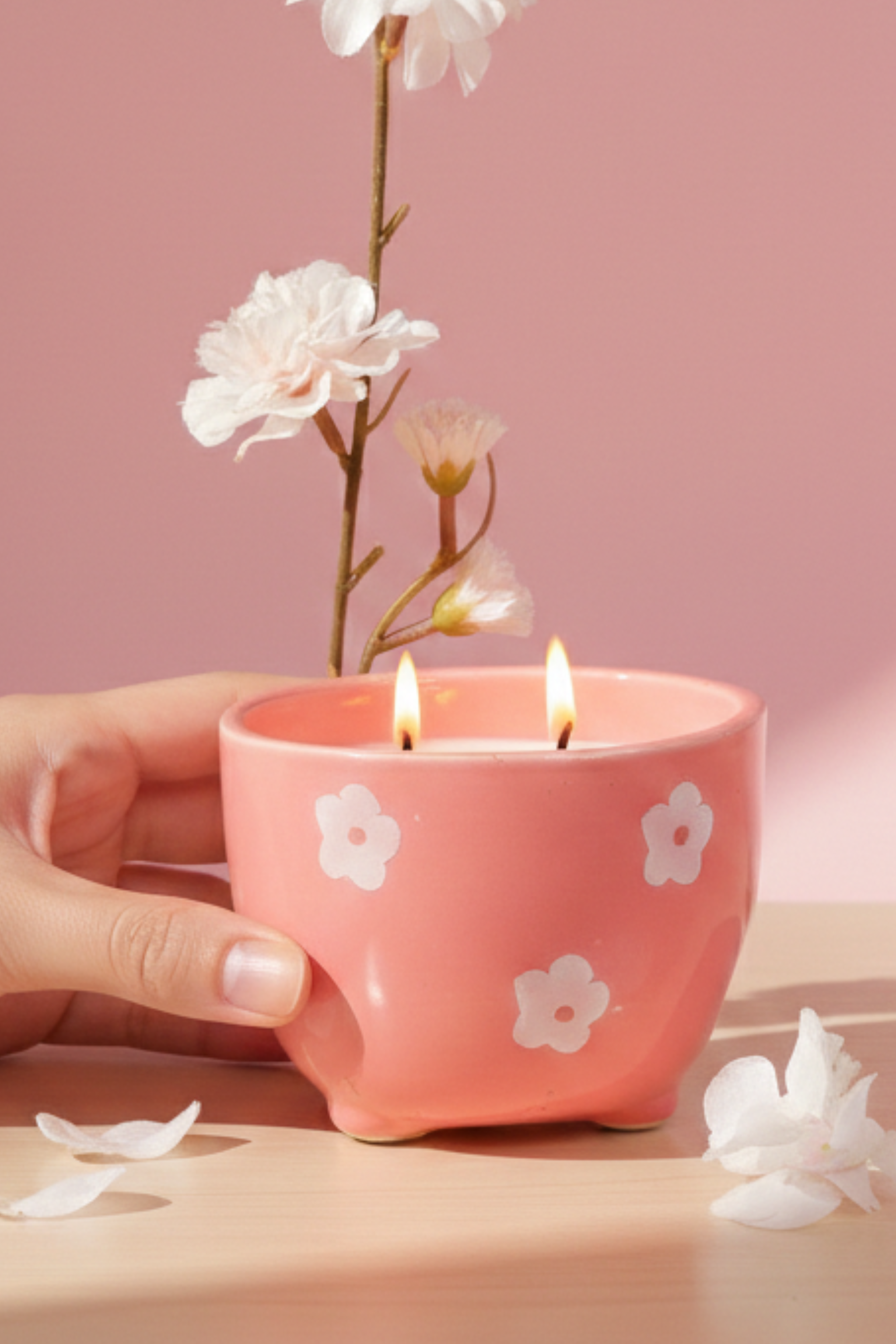 Floral Harmony | Ceramic footed bowl |Scented candle