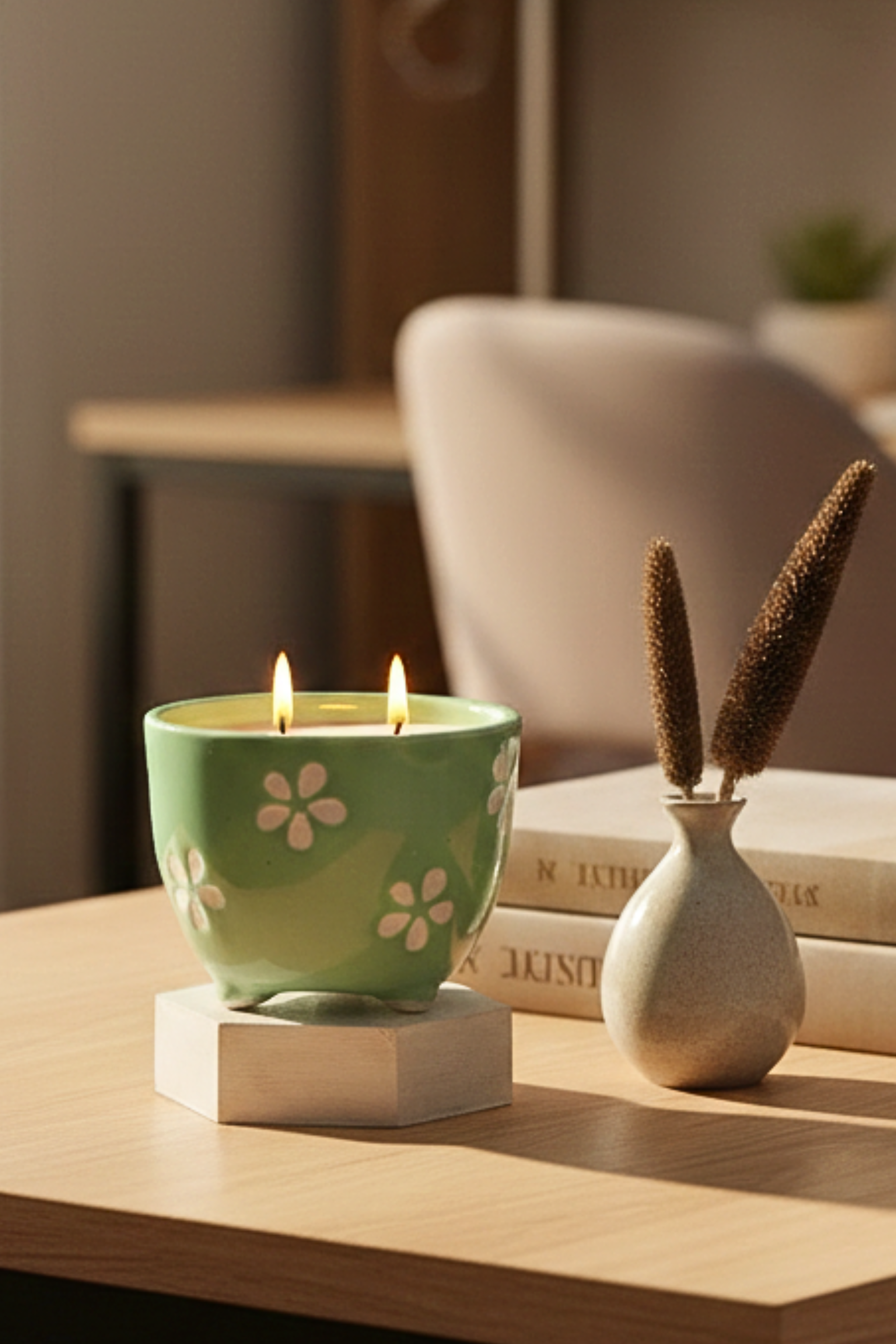 Sandal Oud | Ceramic footed bowl |Scented candle