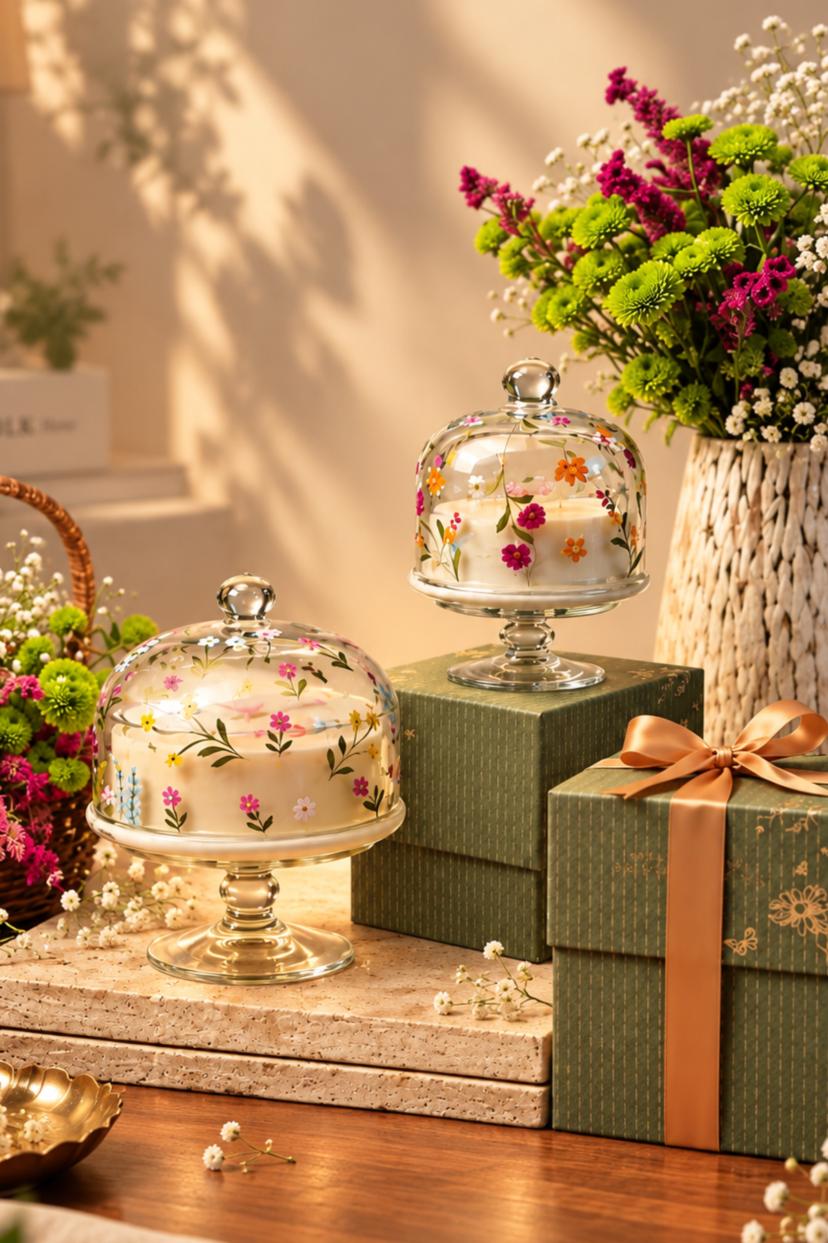 Floral Cascade | Hand Painted Dome Jar Candle