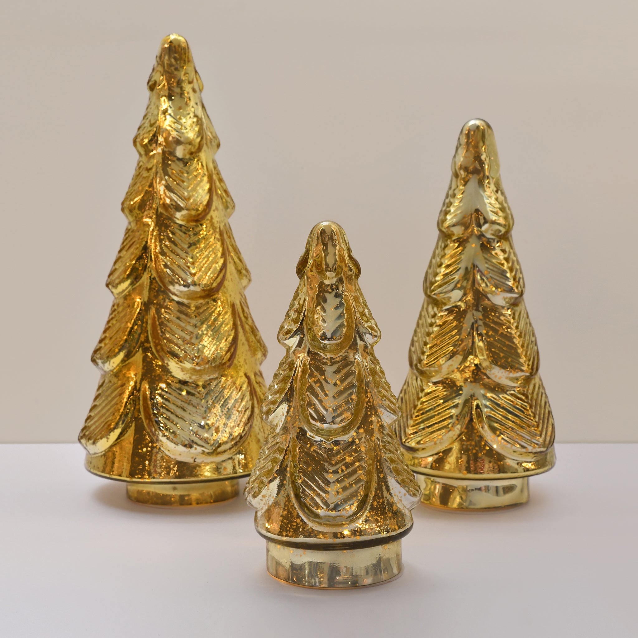SET of 3 Christmas tree LED Lamp | Gold