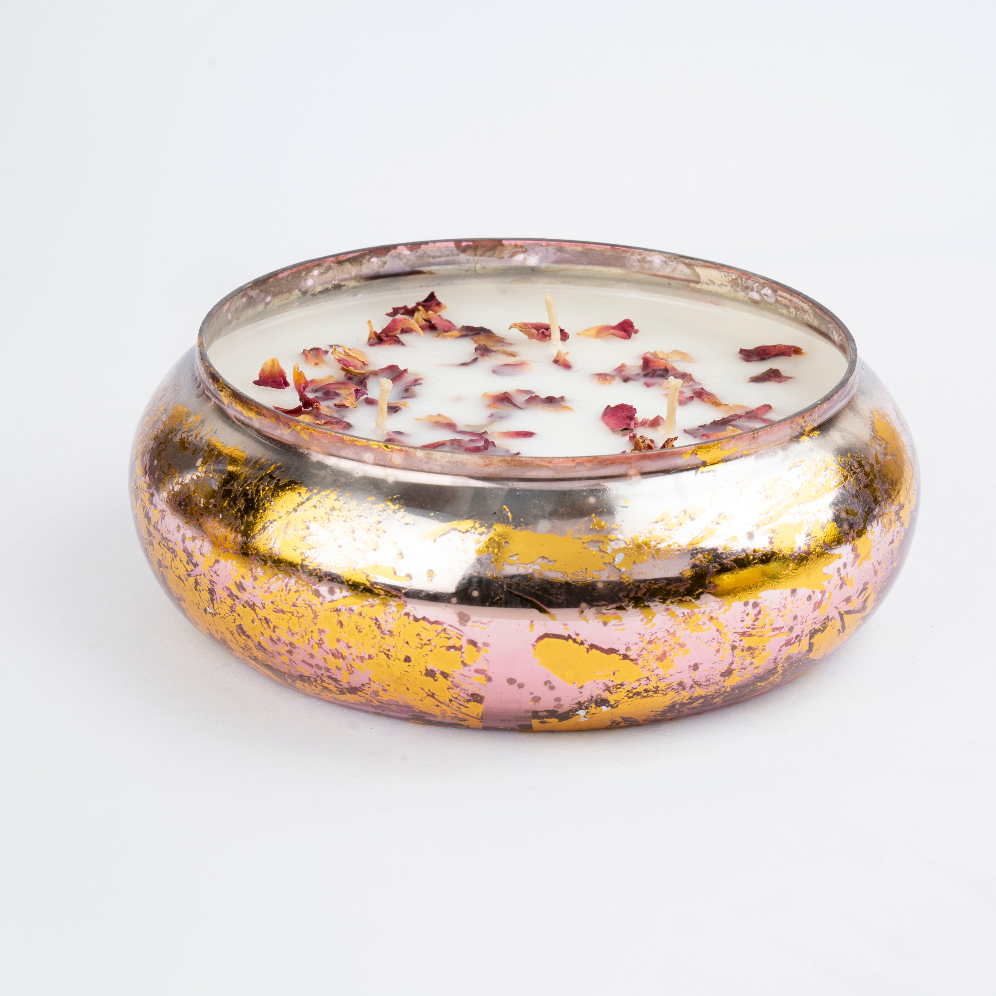 Rose Gold Foiled Glass Tray | English Rose | Scented Candles