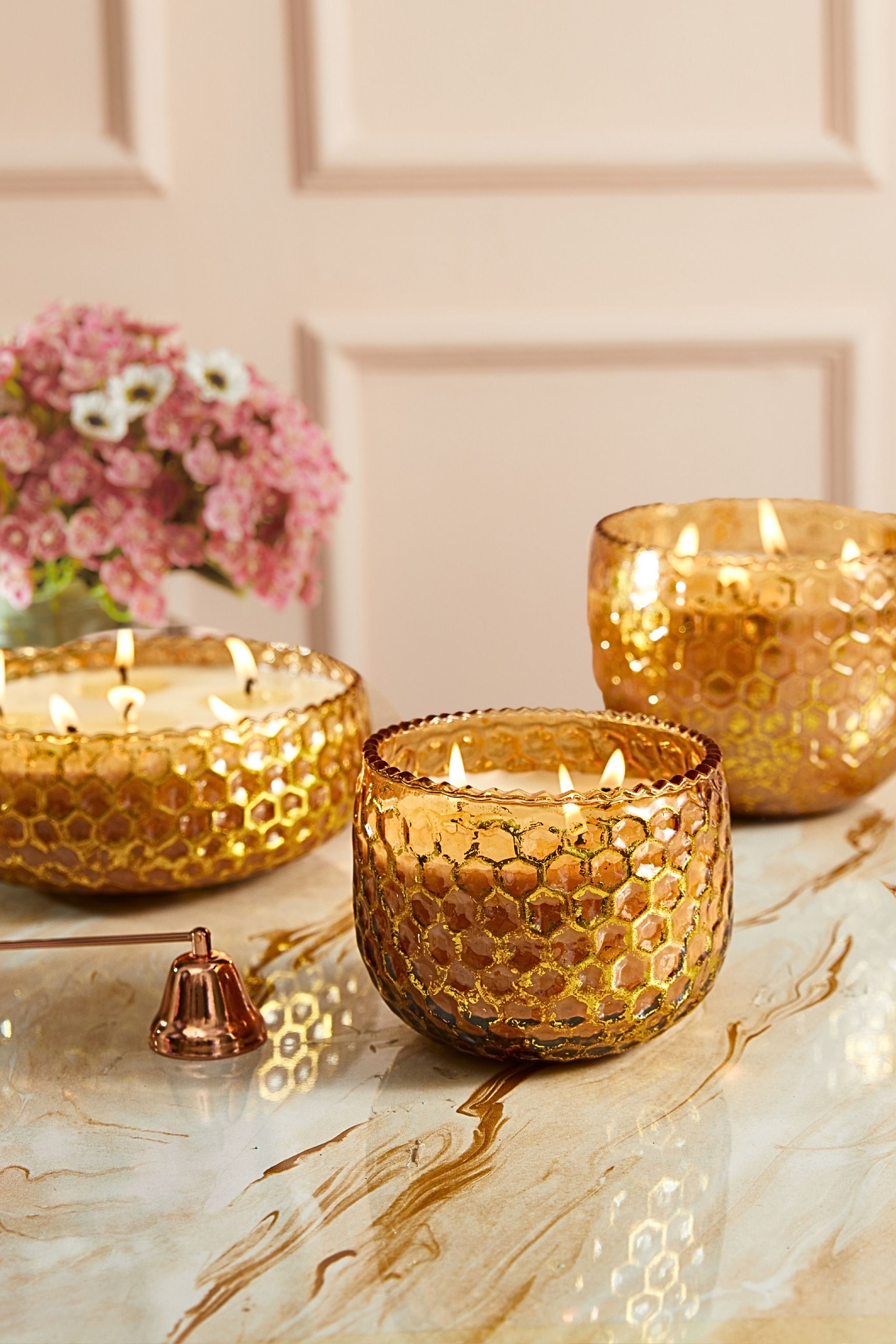Honey Comb Gold foiled Bowl Candles