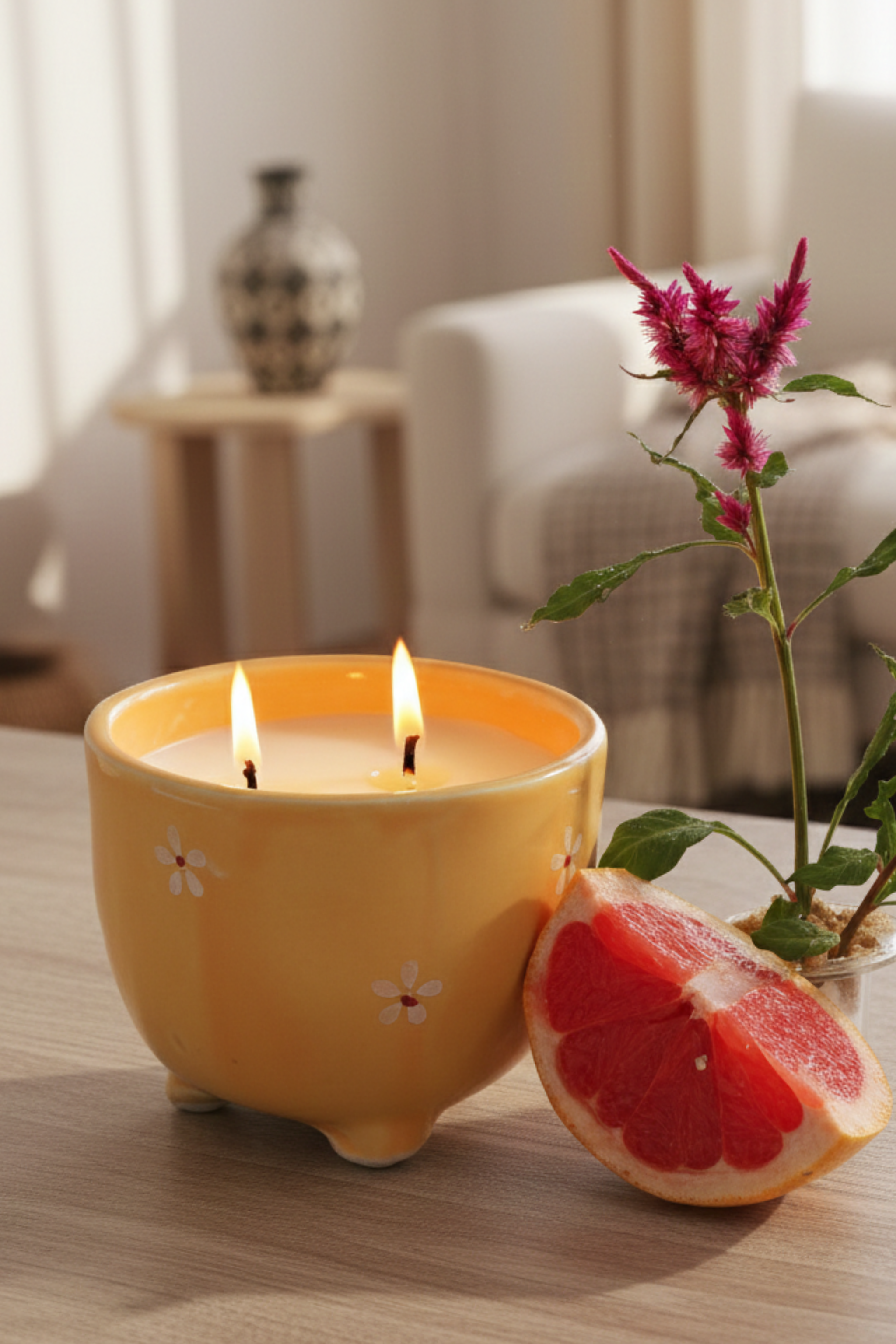 Sugar & Citrus | Ceramic footed bowl |Scented candle