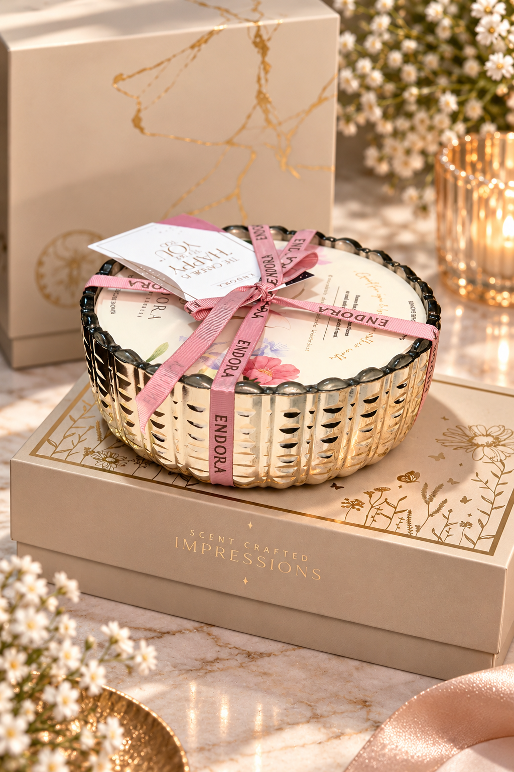 Platinum glass Urli | Rice Cut | Scented Candles