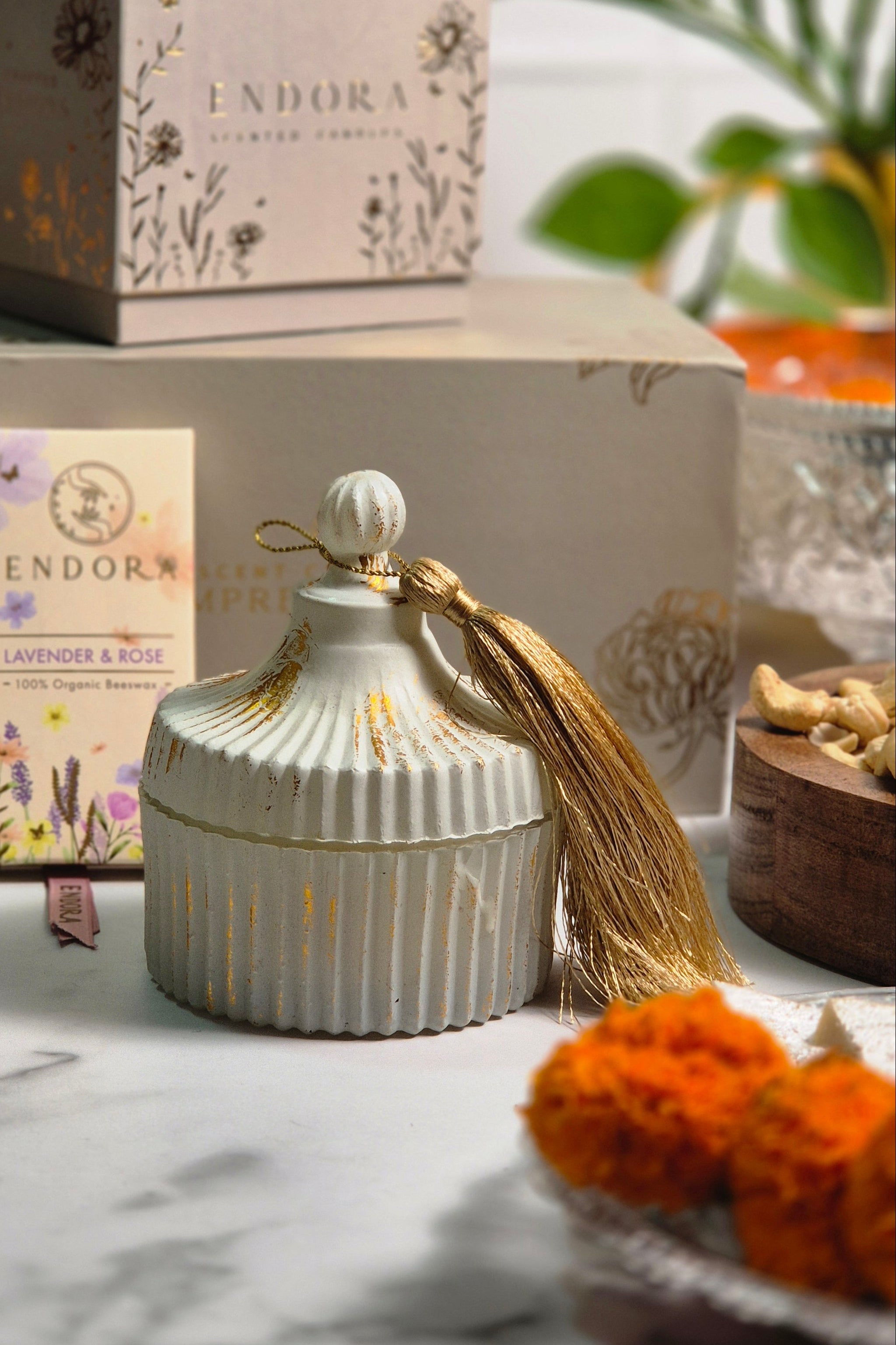 Candy Jar candle Set of 2  (Milky and gold)