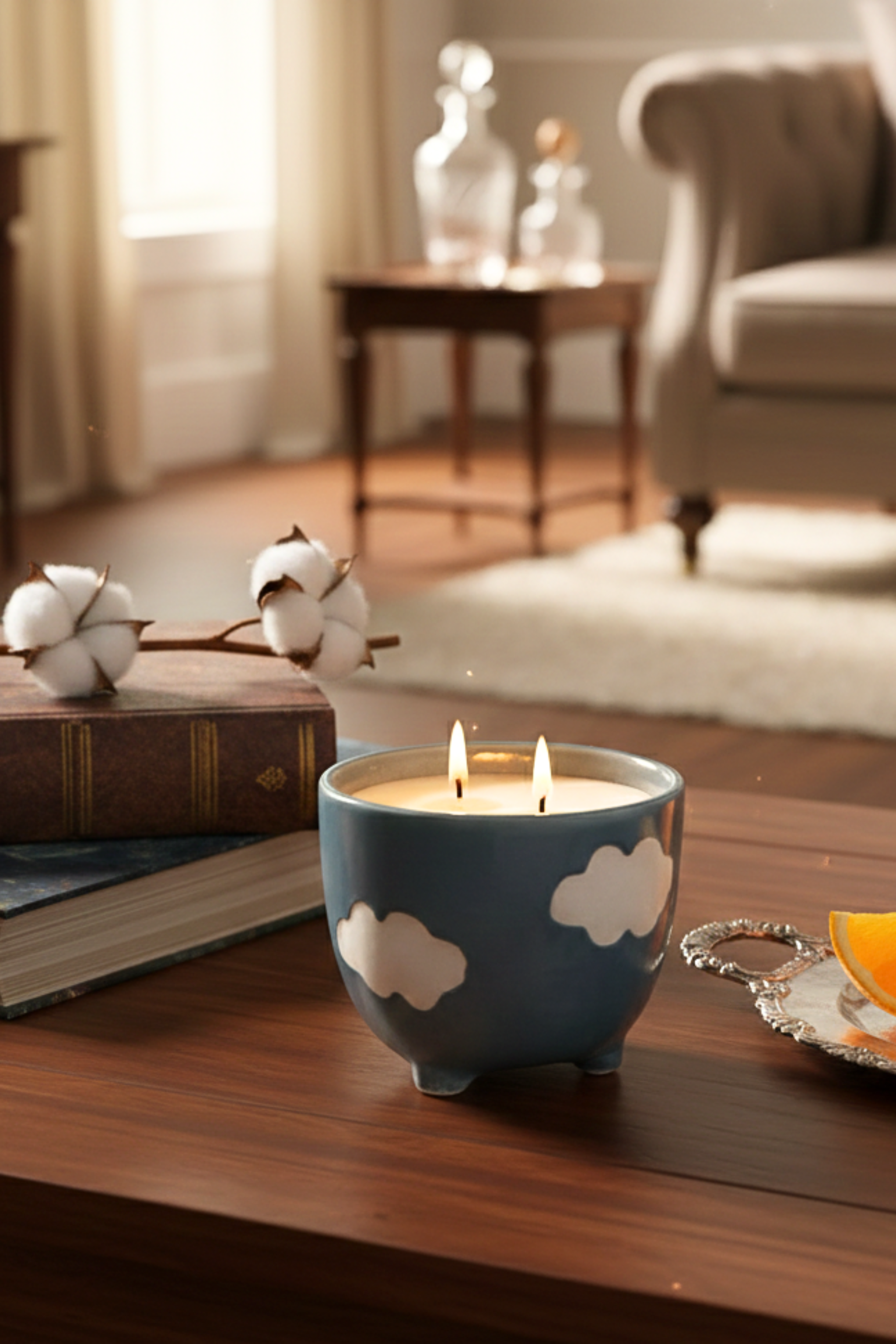 Breezy Blossom | Ceramic footed bowl |Scented candle