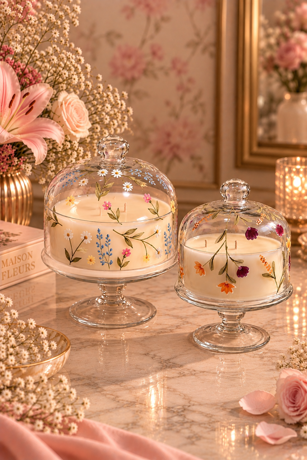 Floral Cascade | Hand Painted Dome Jar Candle