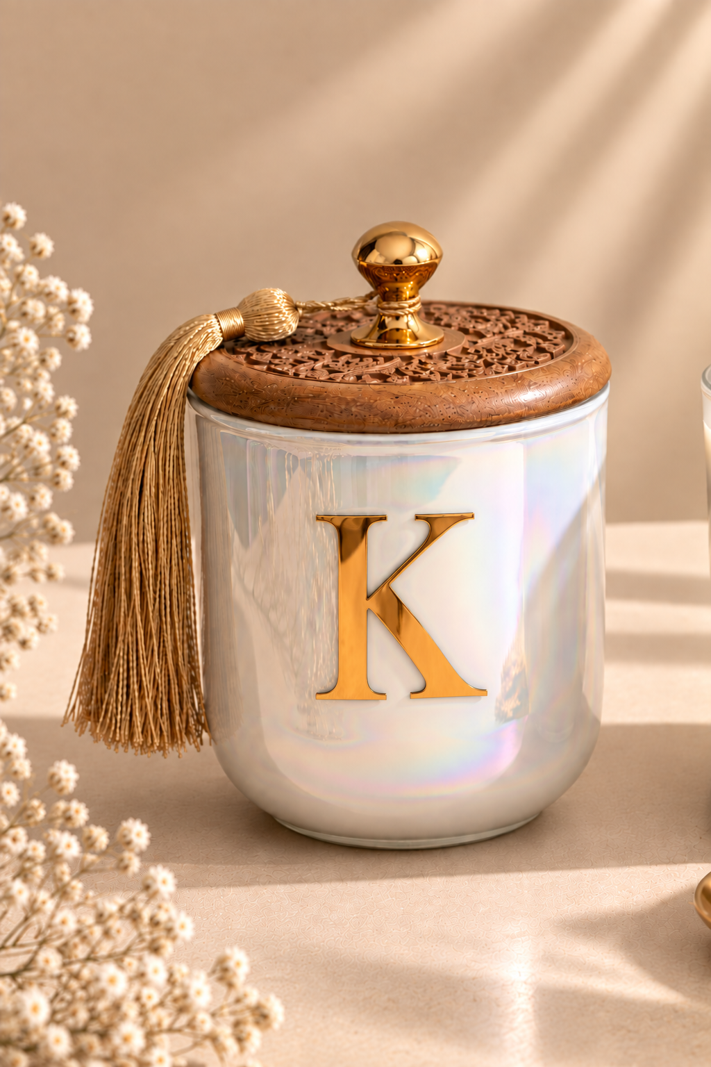 The Wooden Hand-Carved Lid Initials Collection | Scented Candle