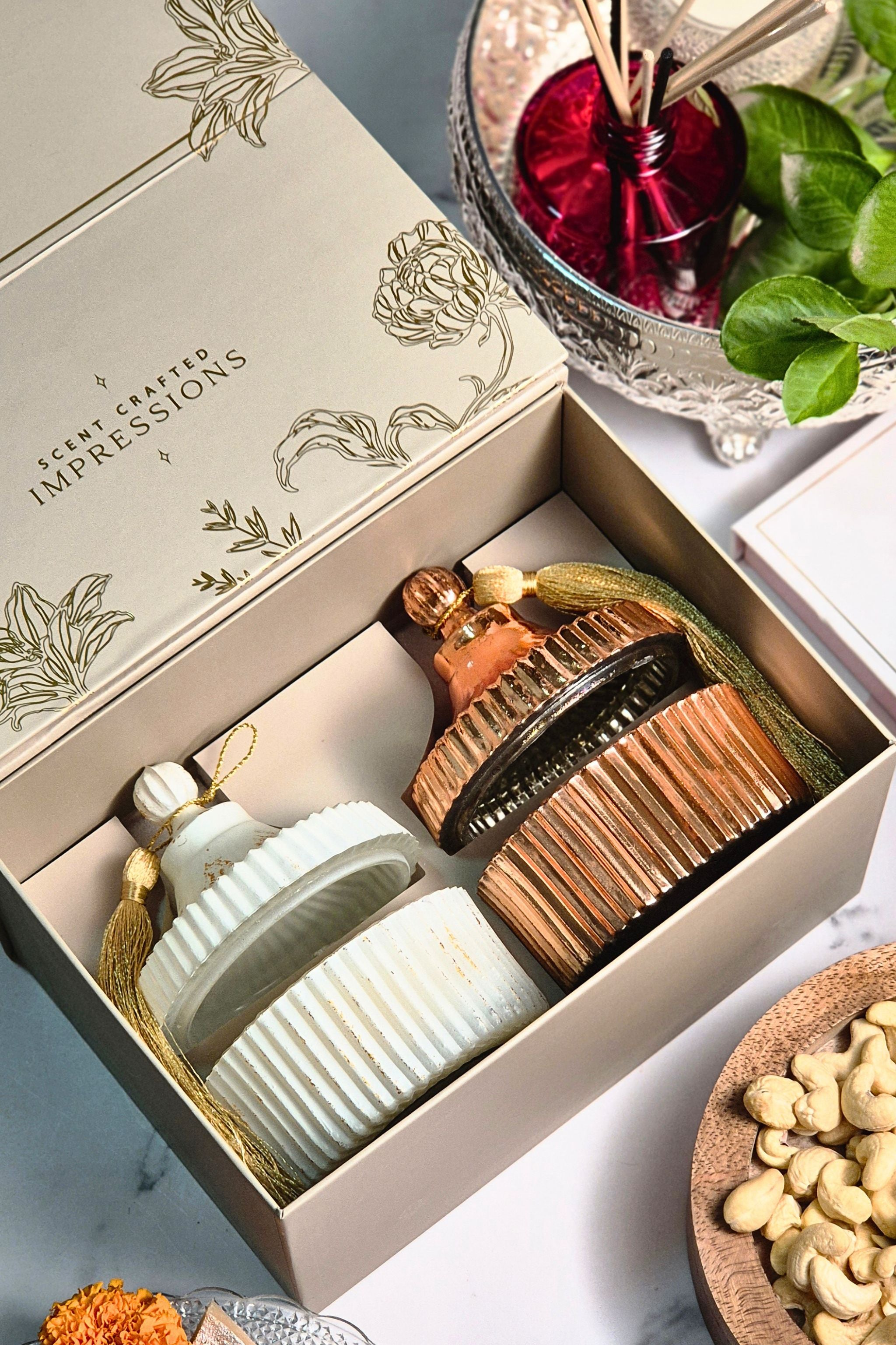 Candy Jar candle Set of 2  (Milky and gold)