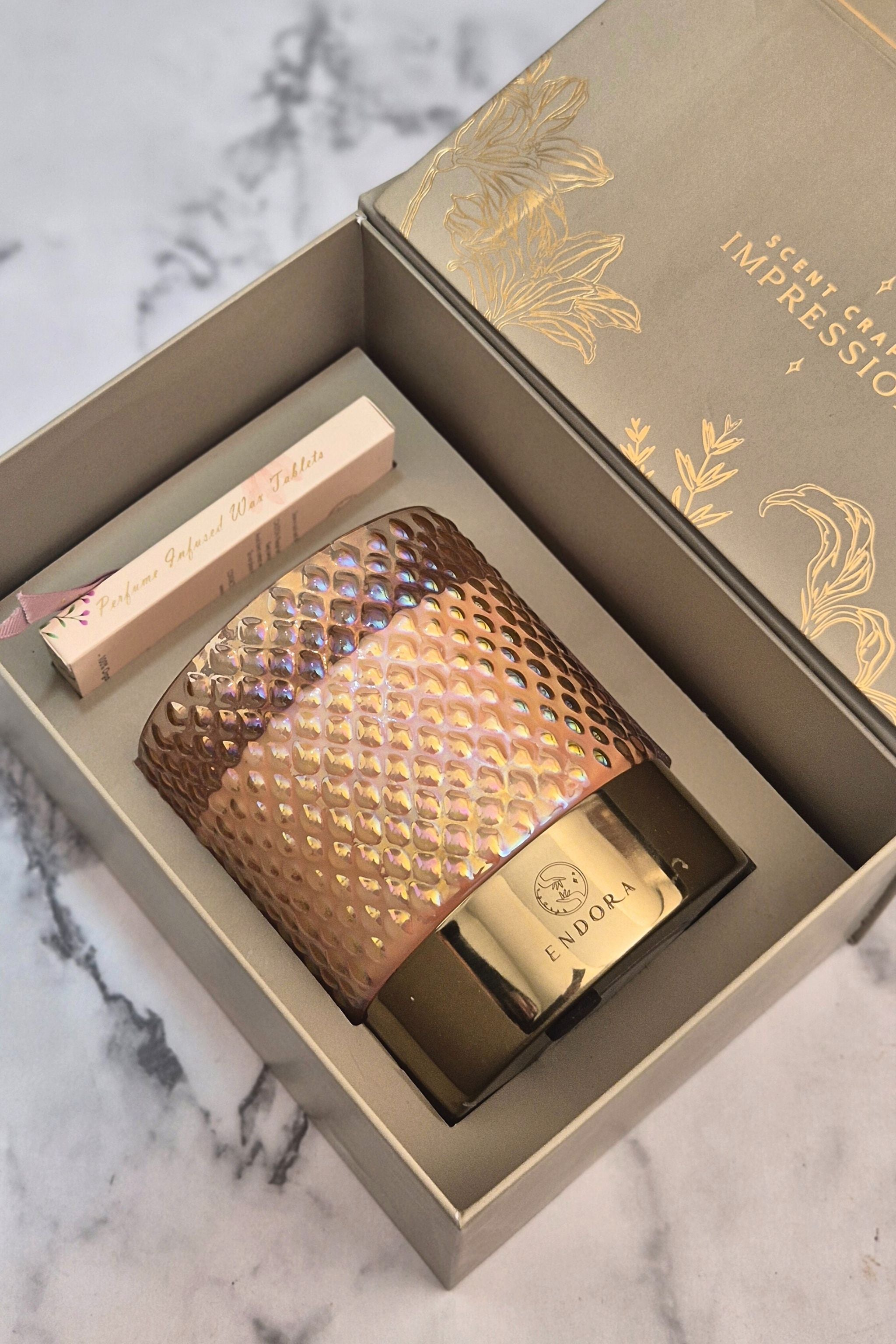 Retro Jar candle + Wax tablet gift set | Lustre Pink | Scented Candle