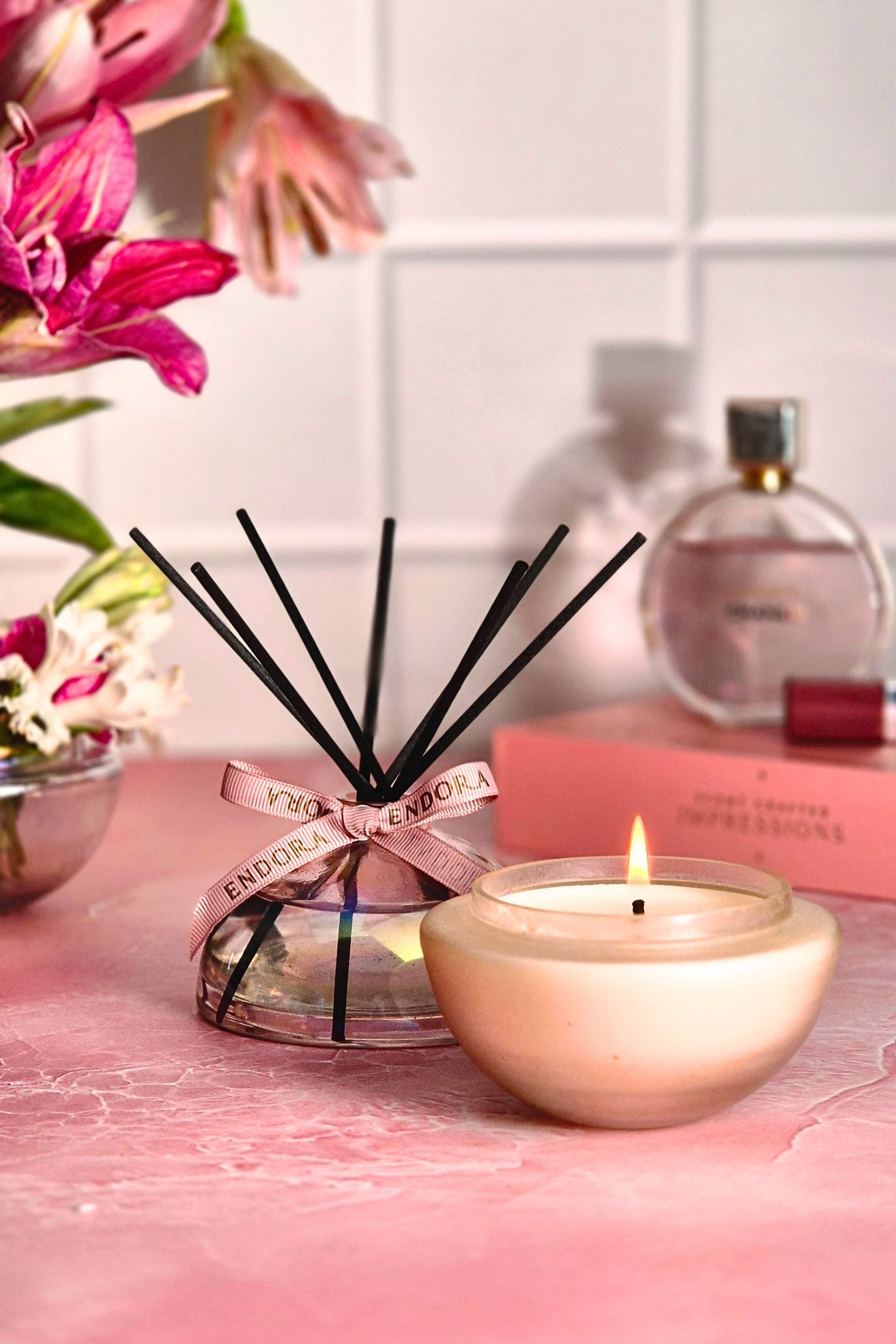 Monet's Set - Candle & Diffuser Duo | Soft Pink | Black Orchids