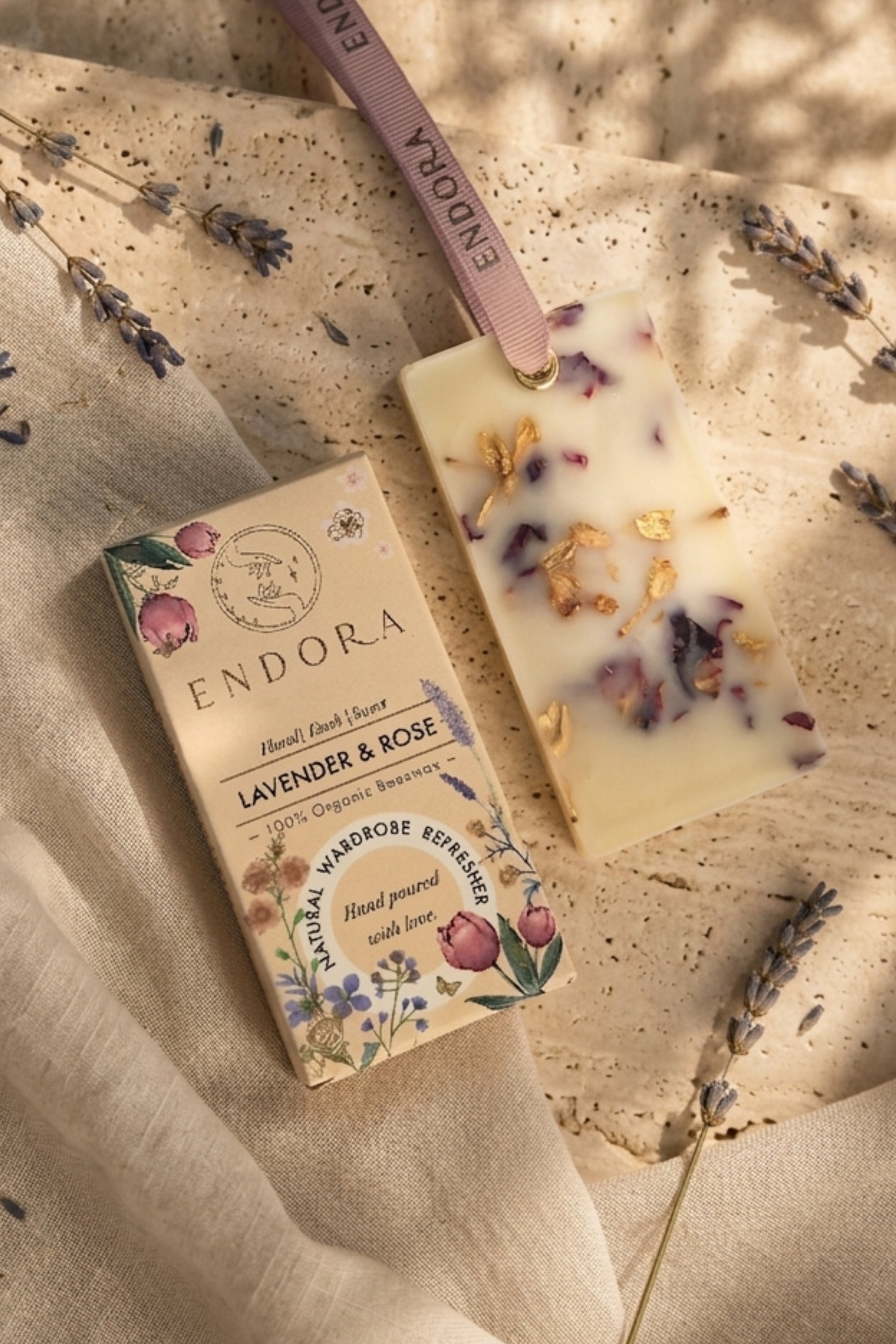 Lavender & Rose blend Infused beeswax tablet | Wardrobe & Washroom Refresher