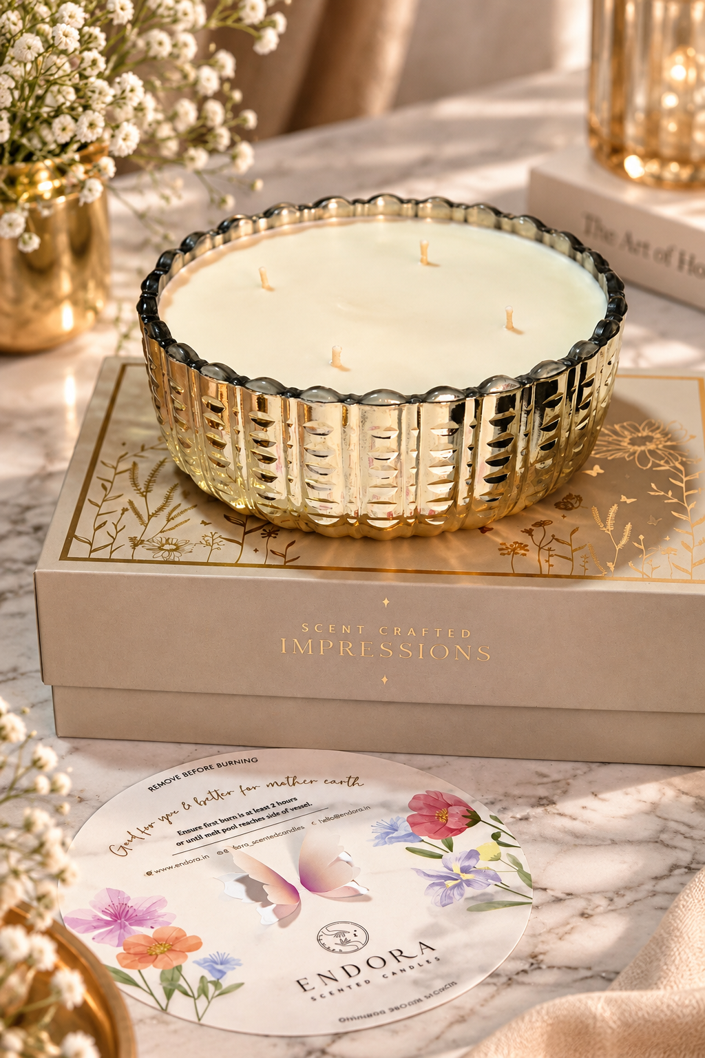 Platinum glass Urli | Rice Cut | Scented Candles