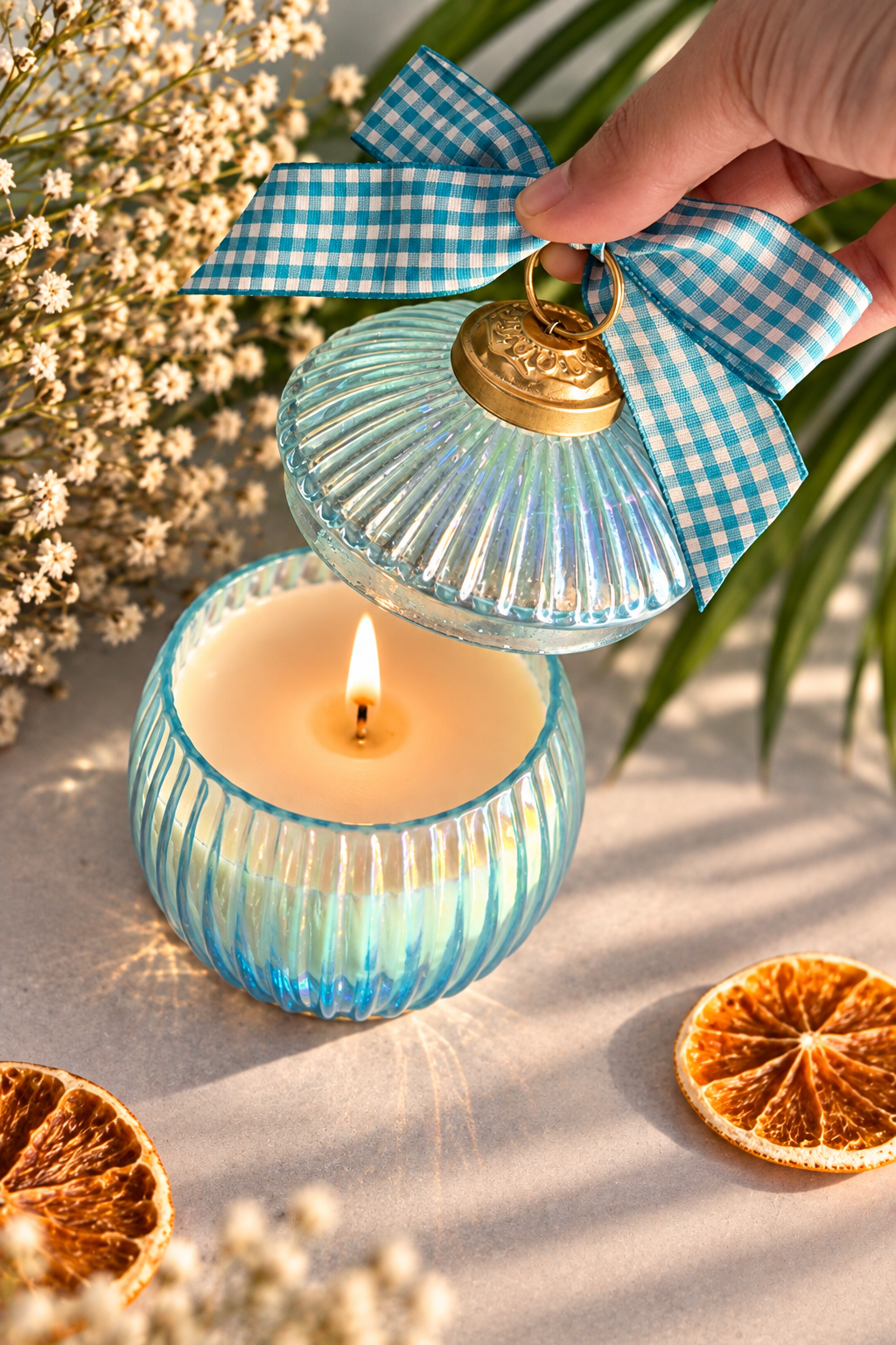 Ornament Candle – Aqua Jasmine Bloom