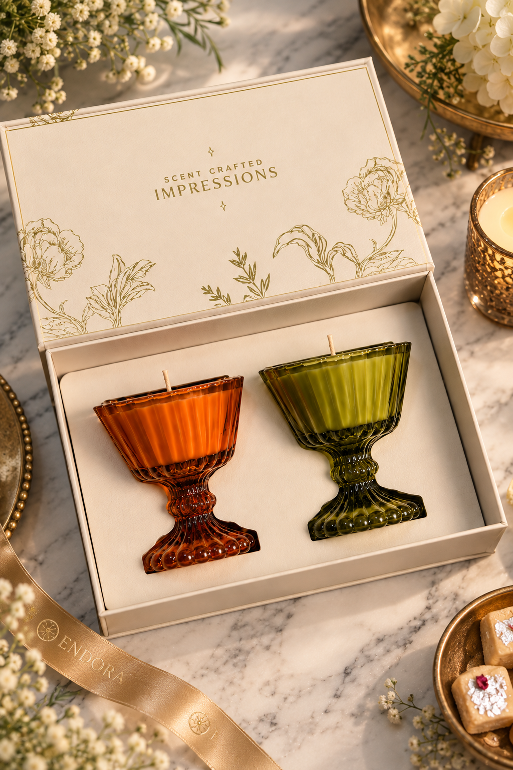 The Vintage Goblet Candle Set of 2
