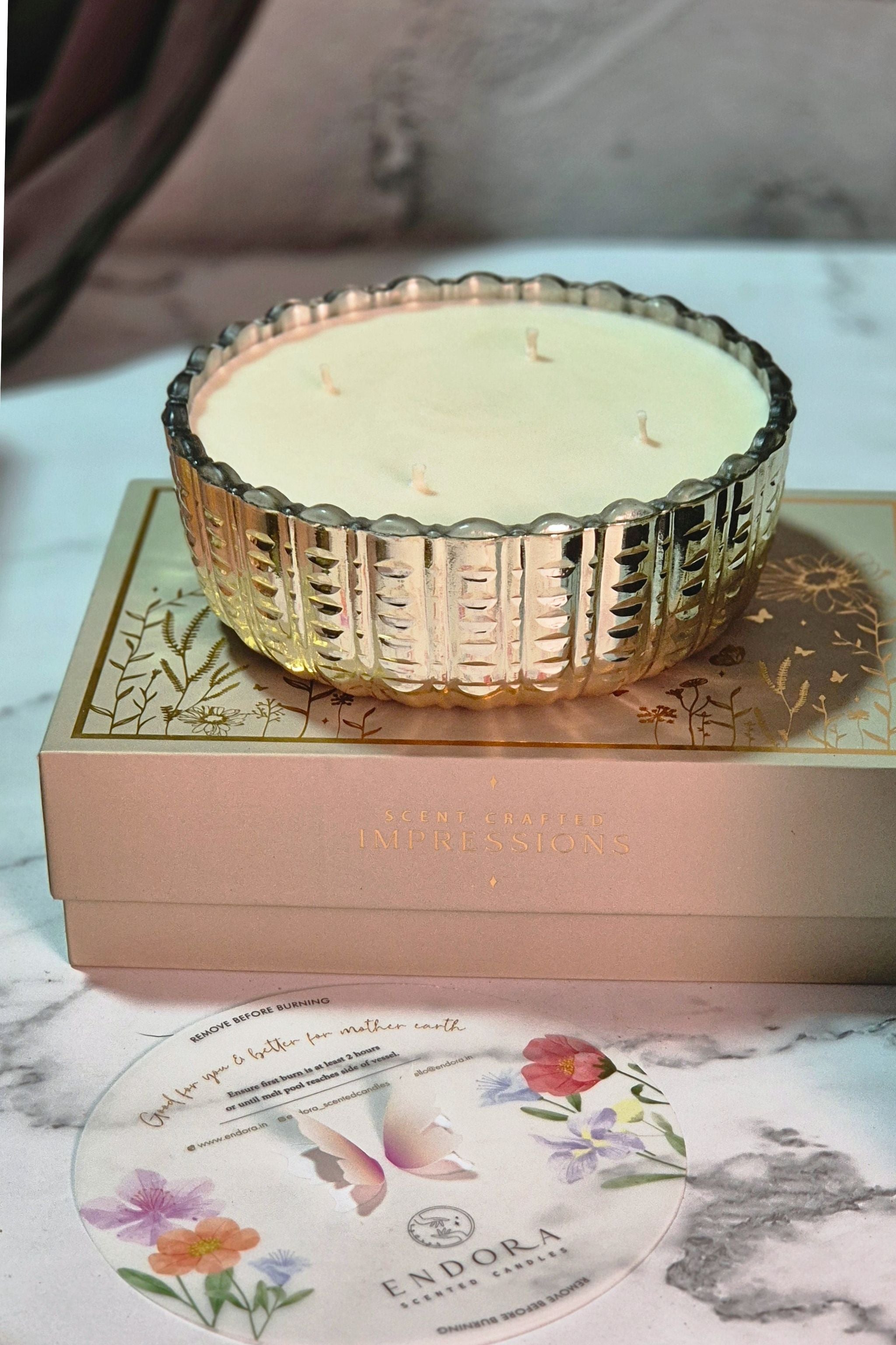 Platinum glass Urli | Rice Cut | Scented Candles