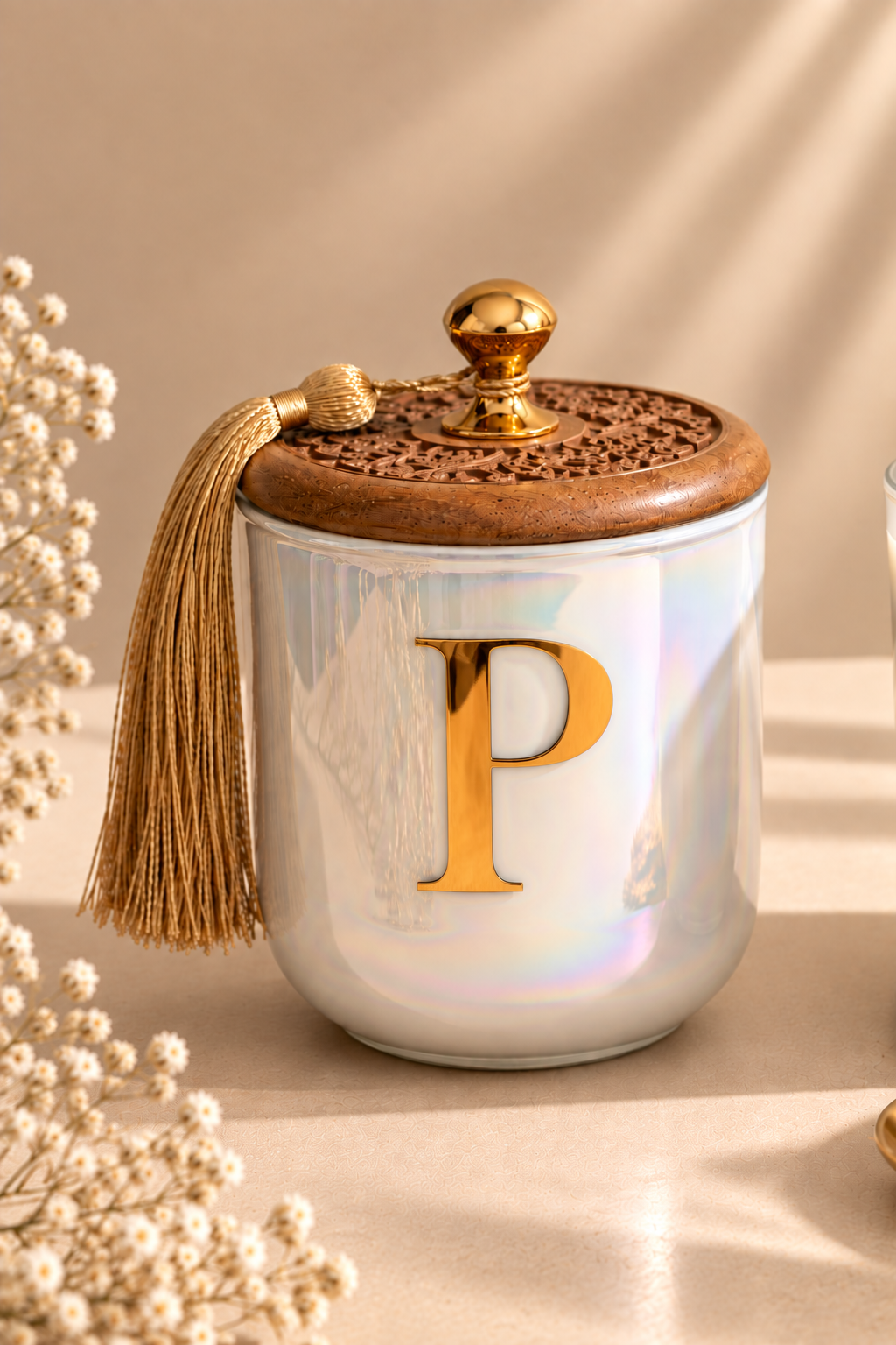 The Wooden Hand-Carved Lid Initials Collection | Scented Candle