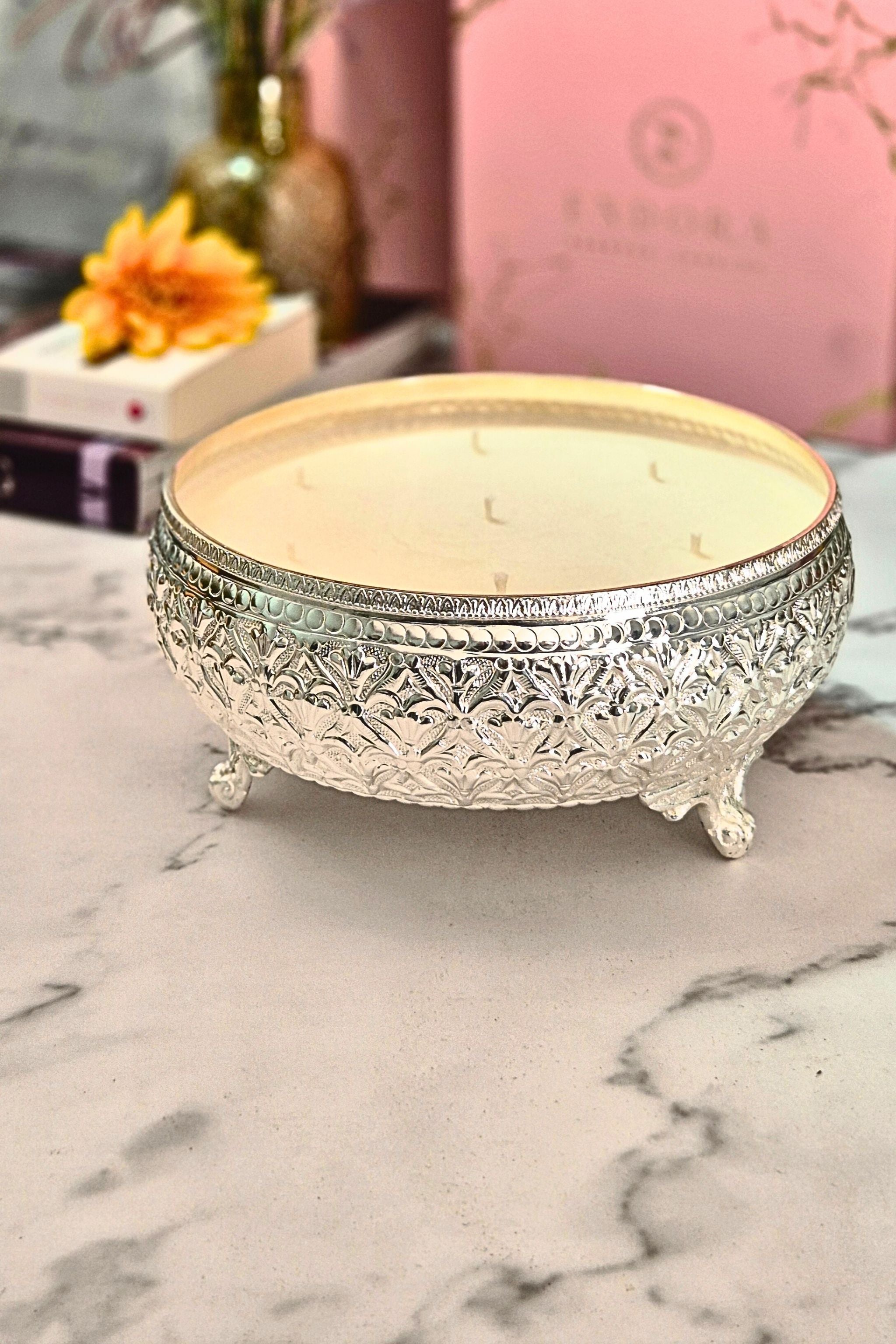 Flora Argentum Lux | Hand-etched Footed silver bowl