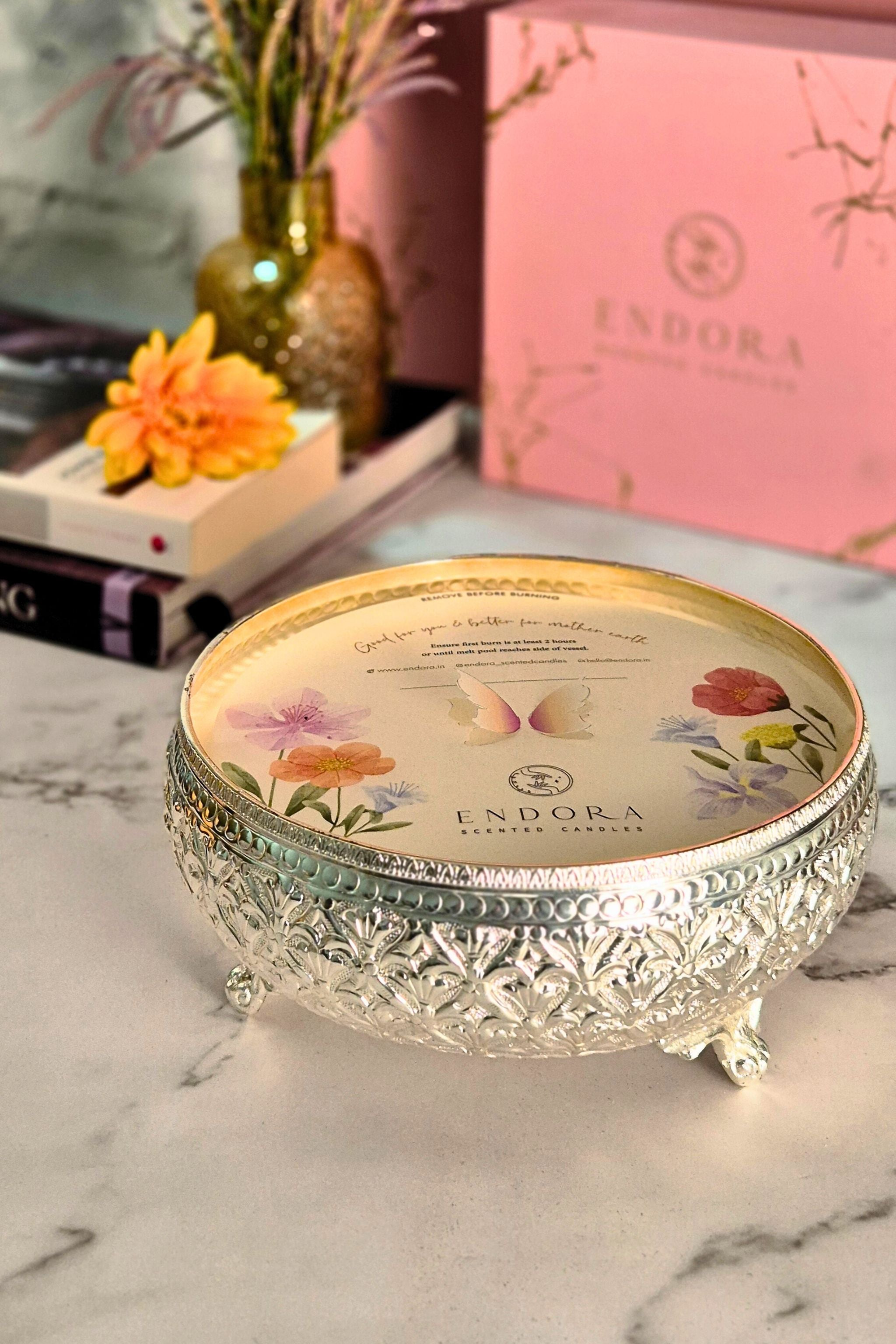 Flora Argentum Lux | Hand-etched Footed silver bowl