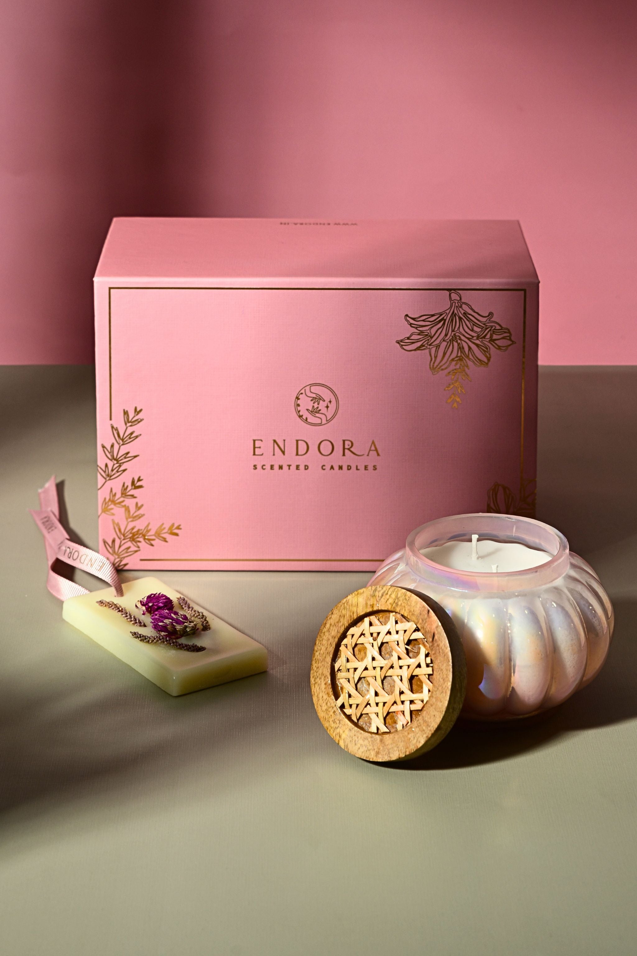 Pink Boho Lid Pumpkin Jar + Wax Tablet