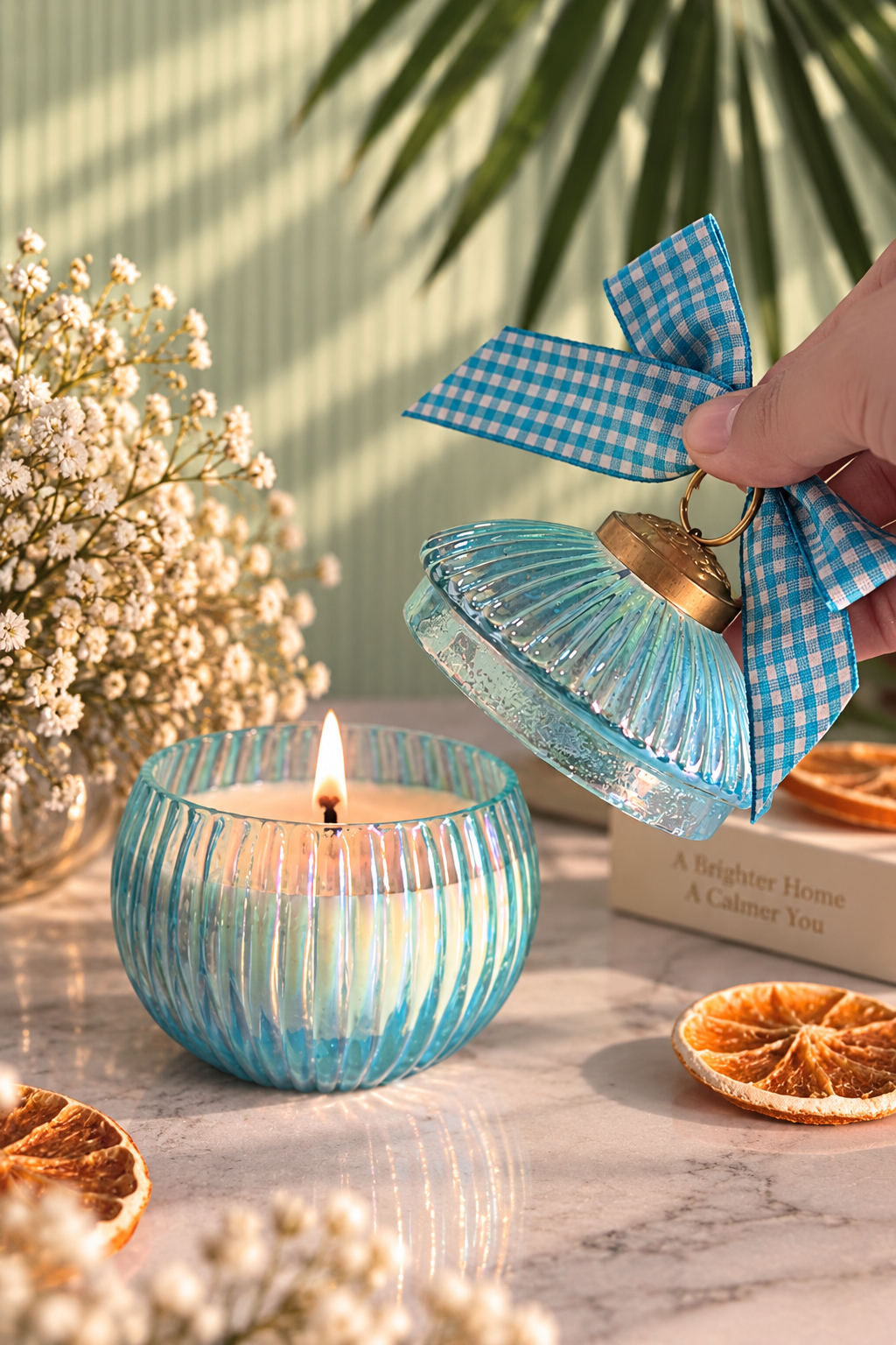 Ornament Candle – Aqua Jasmine Bloom