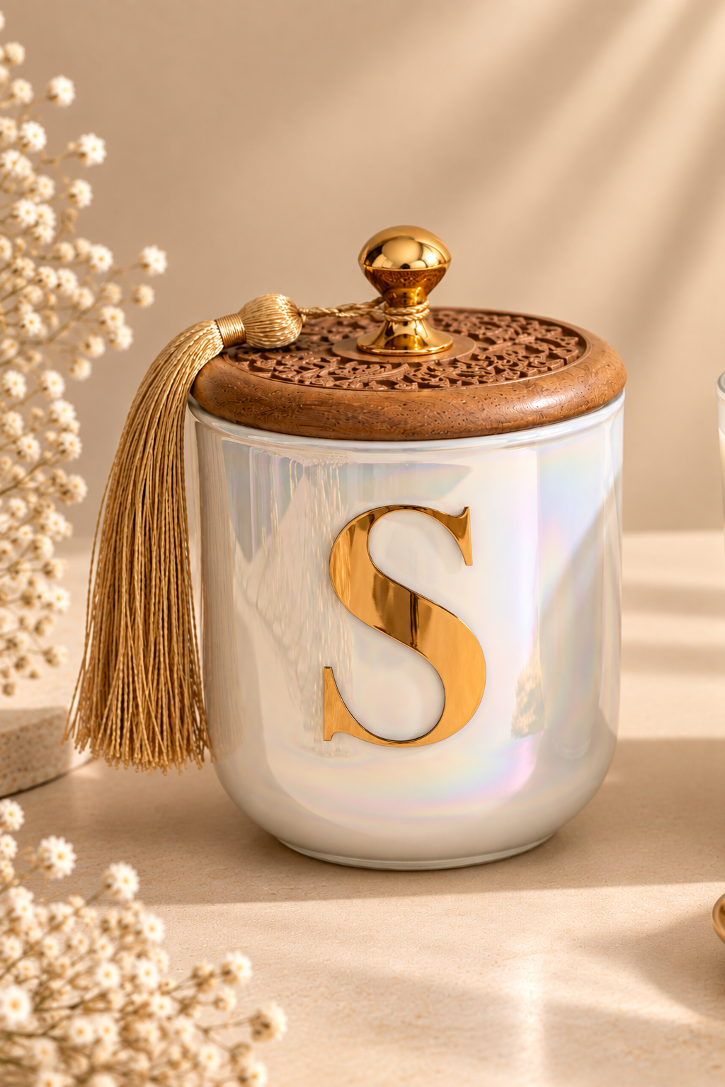 The Wooden Hand-Carved Lid Initials Collection | Scented Candle