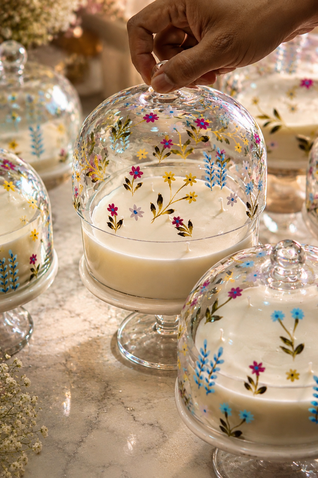 Floral Cascade | Hand Painted Dome Jar Candle