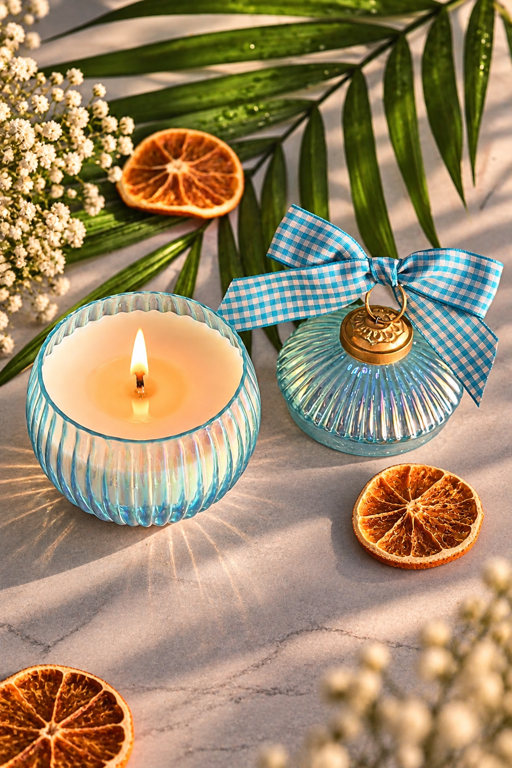 Ornament Candle – Aqua Jasmine Bloom