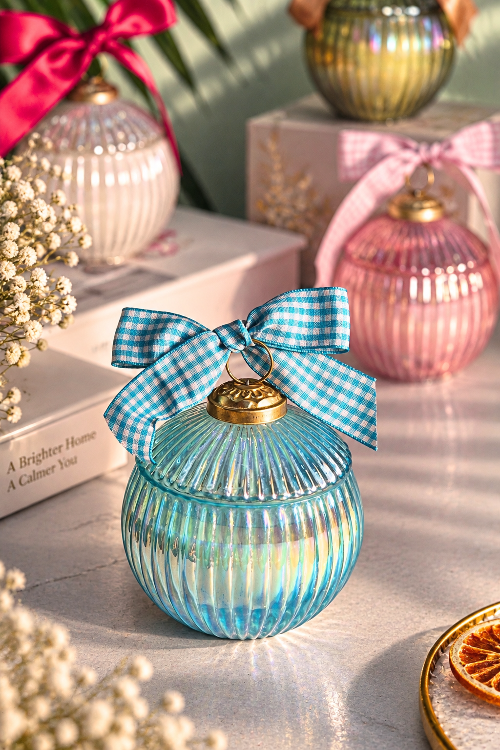 Ornament Candle – Aqua Jasmine Bloom