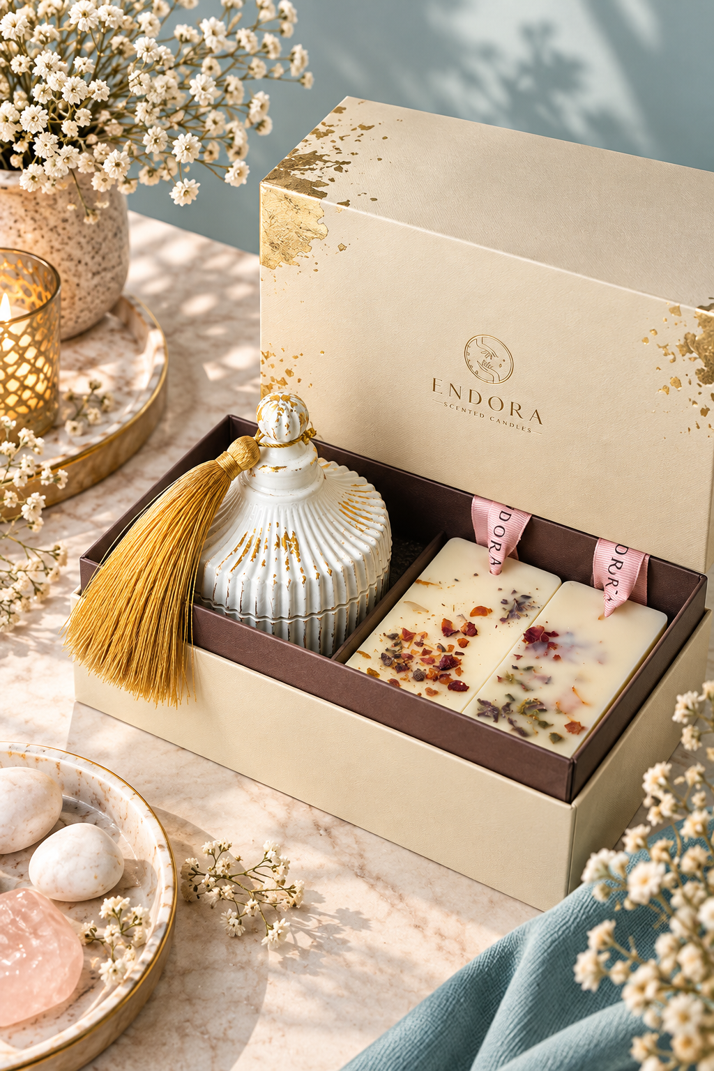 Milky Candy Tassel Jar Candle + 2 Scented Wax Tablets