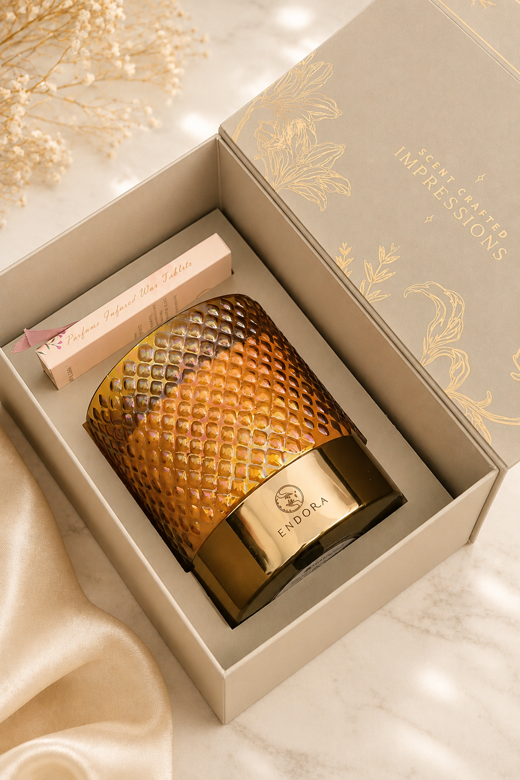 Retro Jar candle + Wax tablet gift set  | Amber | Scented Candle