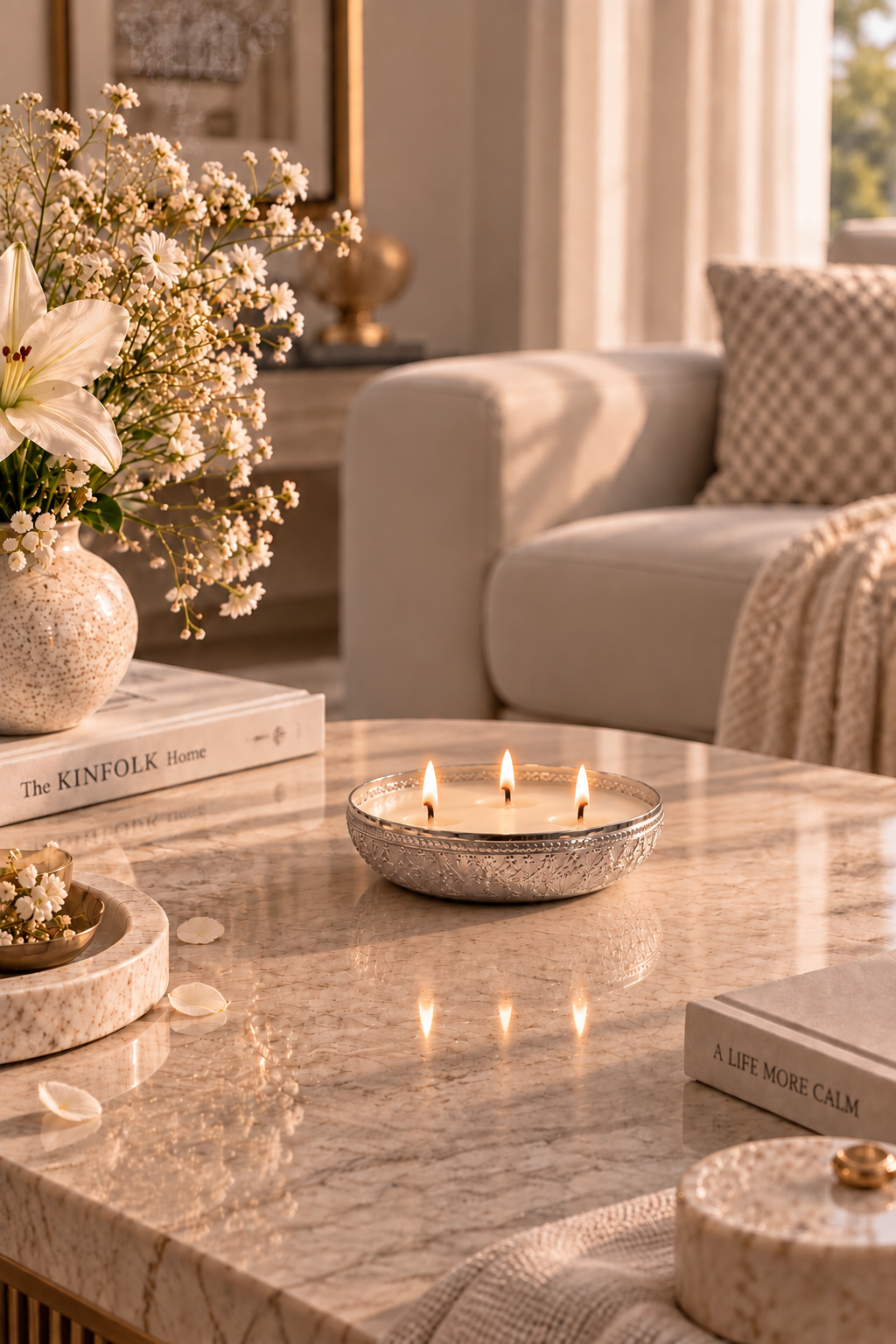 The Noor Collection- Hand Etched Silver Metal Luxury Candles