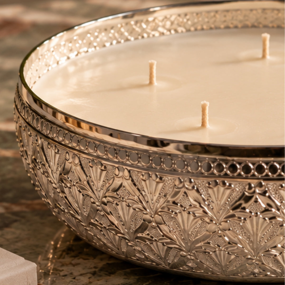 The Noor Collection- Hand Etched Silver Metal Luxury Candles