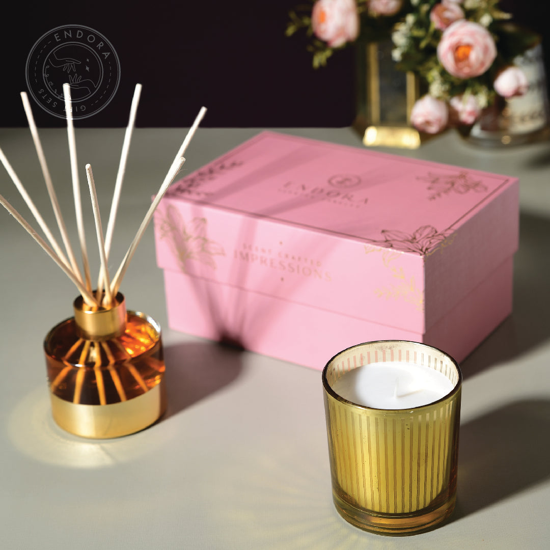 Gold Ribbon Diffuser + Mercury votive candle