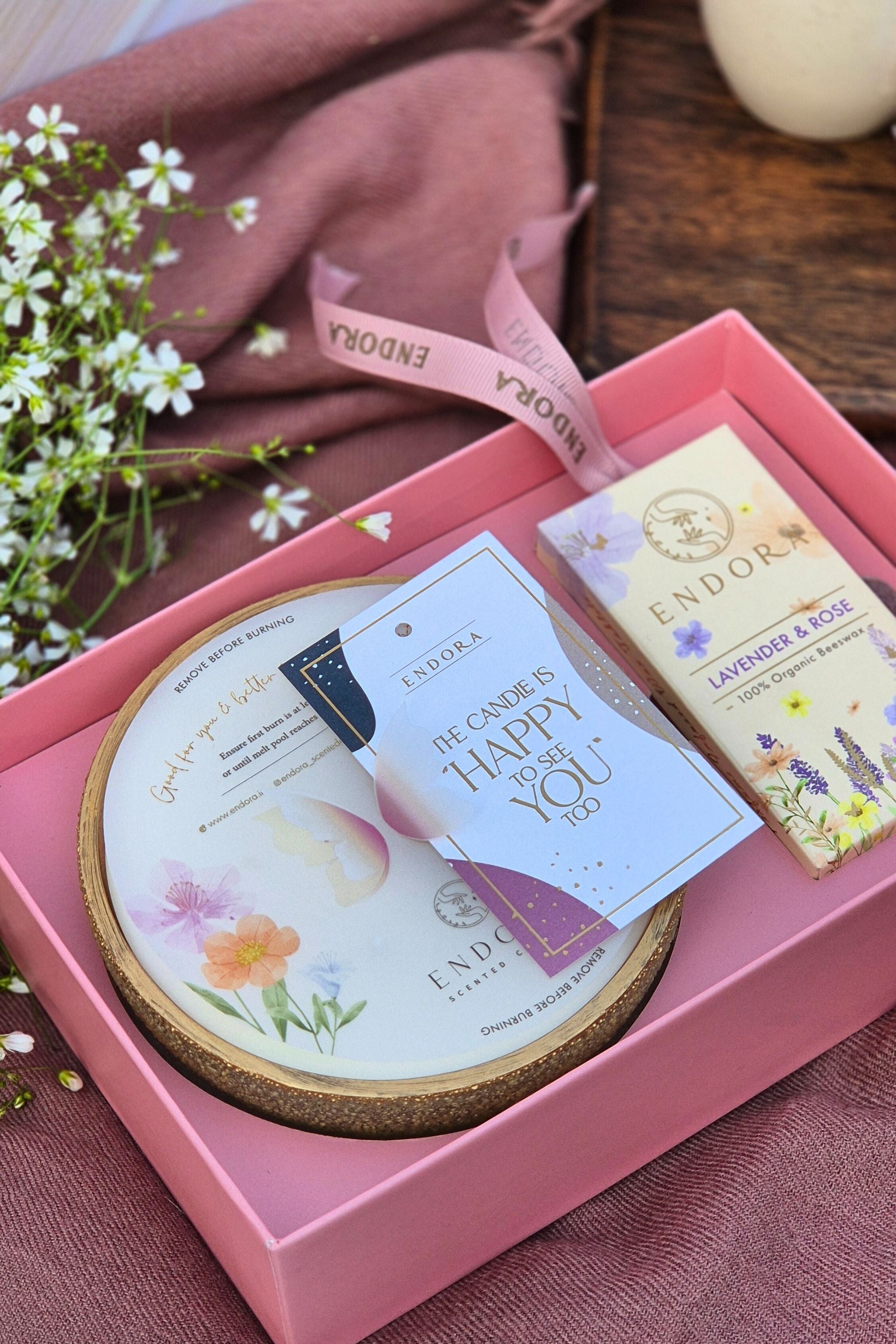 Scent Essential Gift Box (Floral) | 3 Wick Crinkle Bowl | Scented Candles