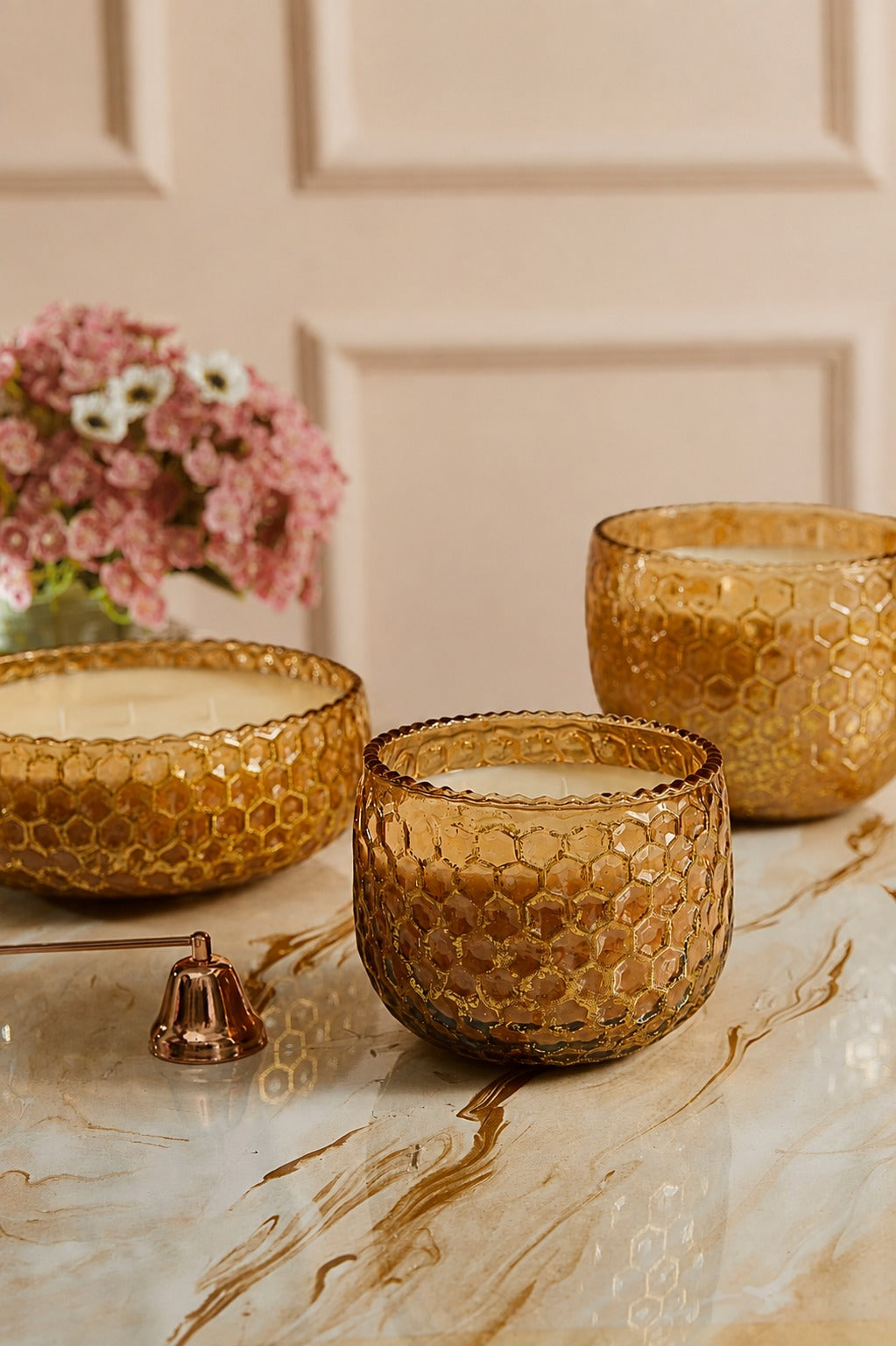 Honey Comb Gold foiled Bowl Candles