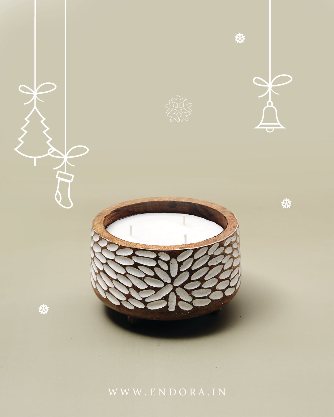 Wooden Flora Candle | Flat Footed Bowl